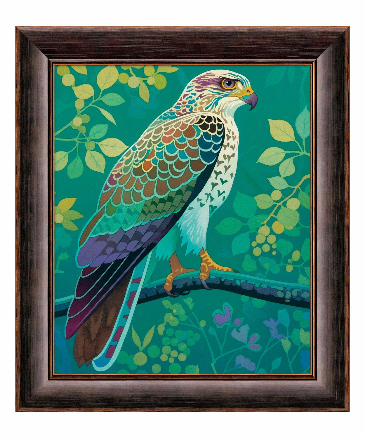 Vibrant Vigil - Hawk in Lush Canopy - Limited Edition Canvas