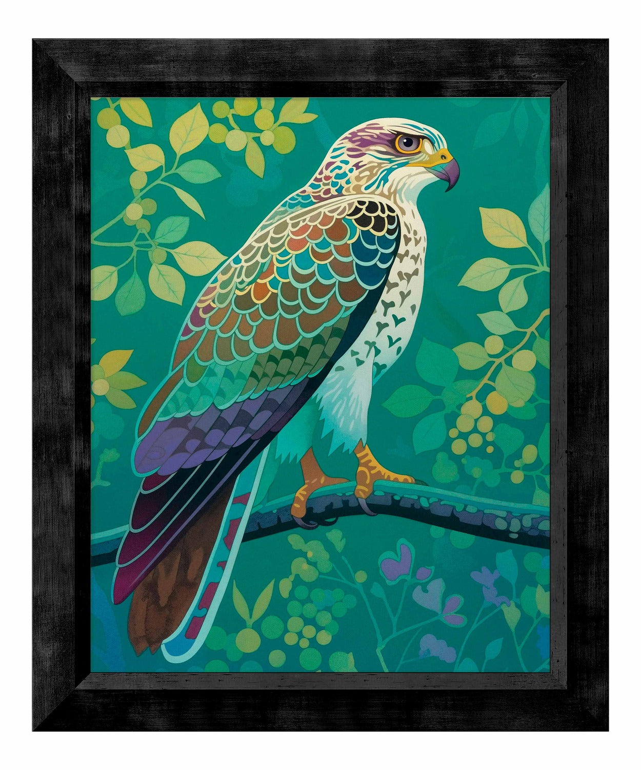 Vibrant Vigil - Hawk in Lush Canopy - Limited Edition Canvas