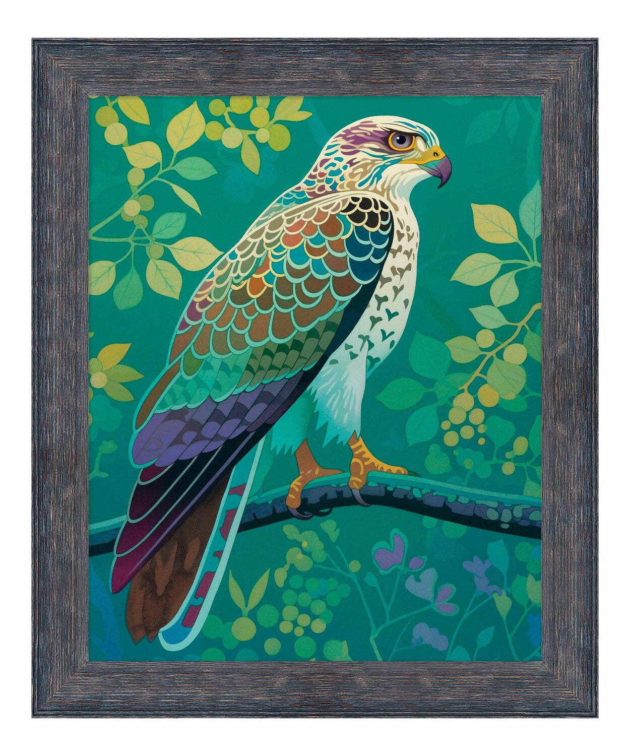 Vibrant Vigil - Hawk in Lush Canopy - Limited Edition Canvas