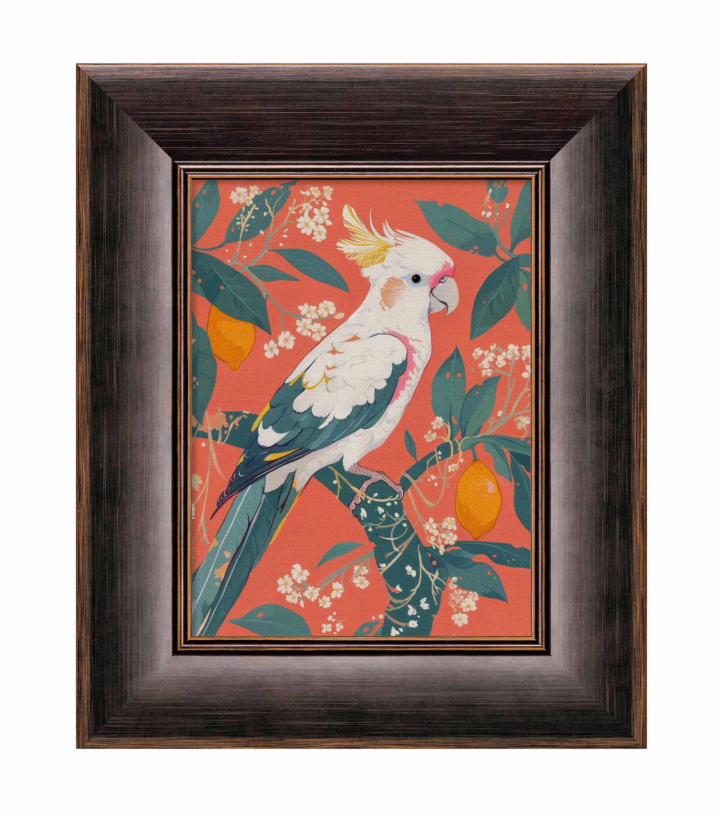 Lemon Grove Serenade - Cockatoo Amidst Citrus Blooms - Limited Edition Canvas