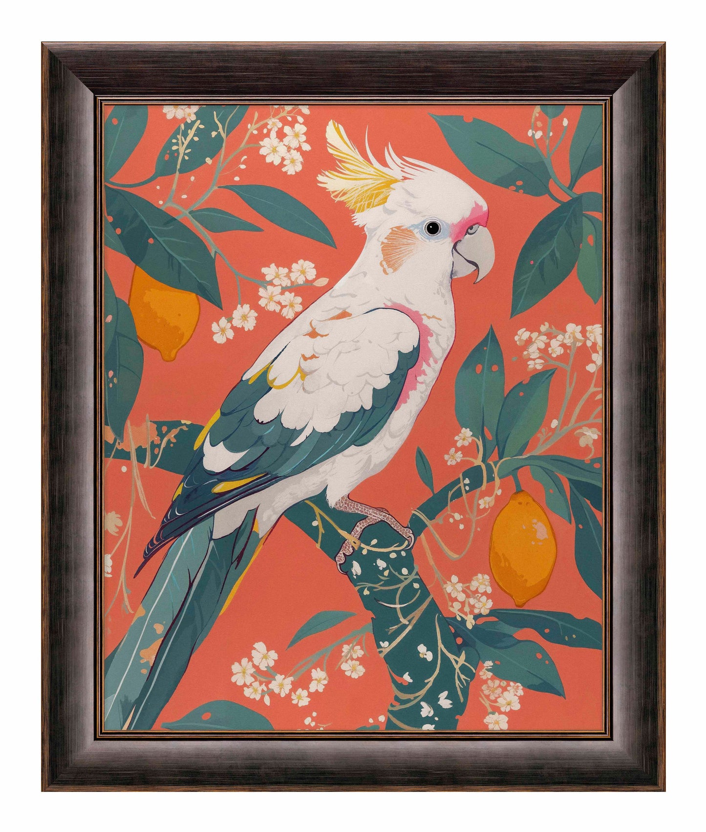 Lemon Grove Serenade - Cockatoo Amidst Citrus Blooms - Limited Edition Canvas