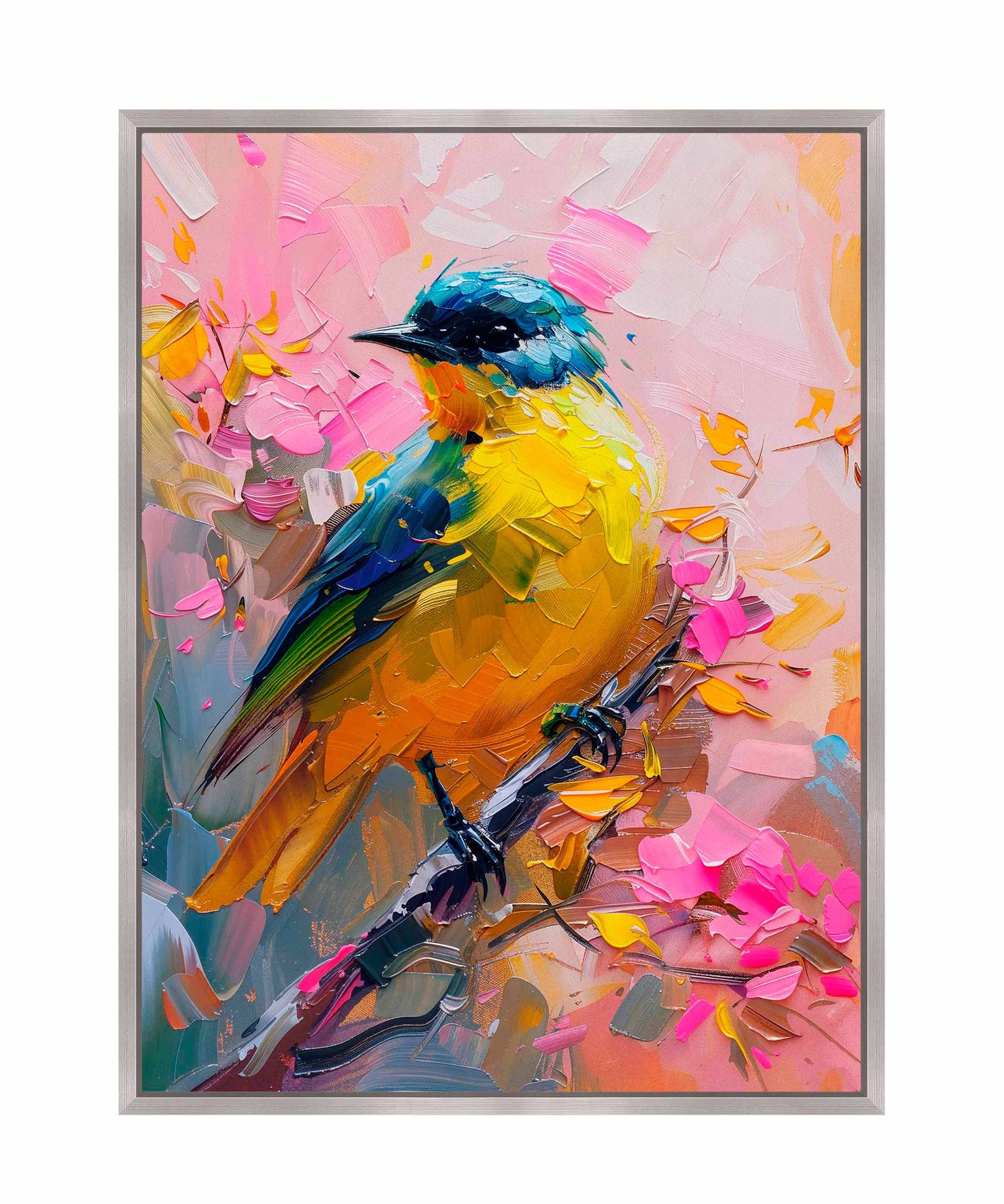 Vibrant Harmony - Songbird in Bloom - Gallery Wrapped Canvas