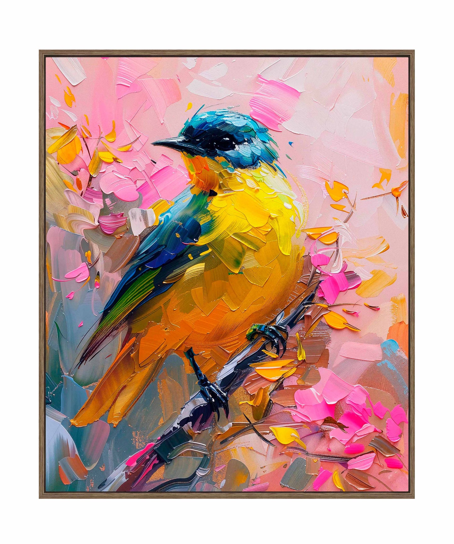 Vibrant Harmony - Songbird in Bloom - Gallery Wrapped Canvas
