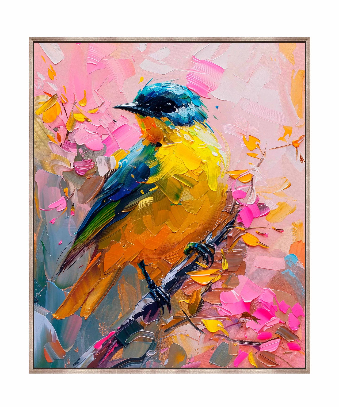 Vibrant Harmony - Songbird in Bloom - Gallery Wrapped Canvas