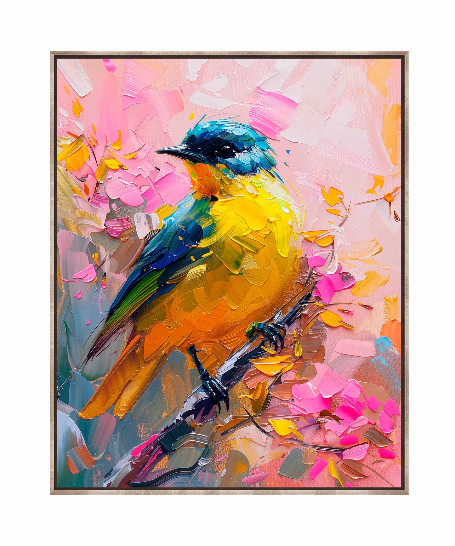Vibrant Harmony - Songbird in Bloom - Gallery Wrapped Canvas