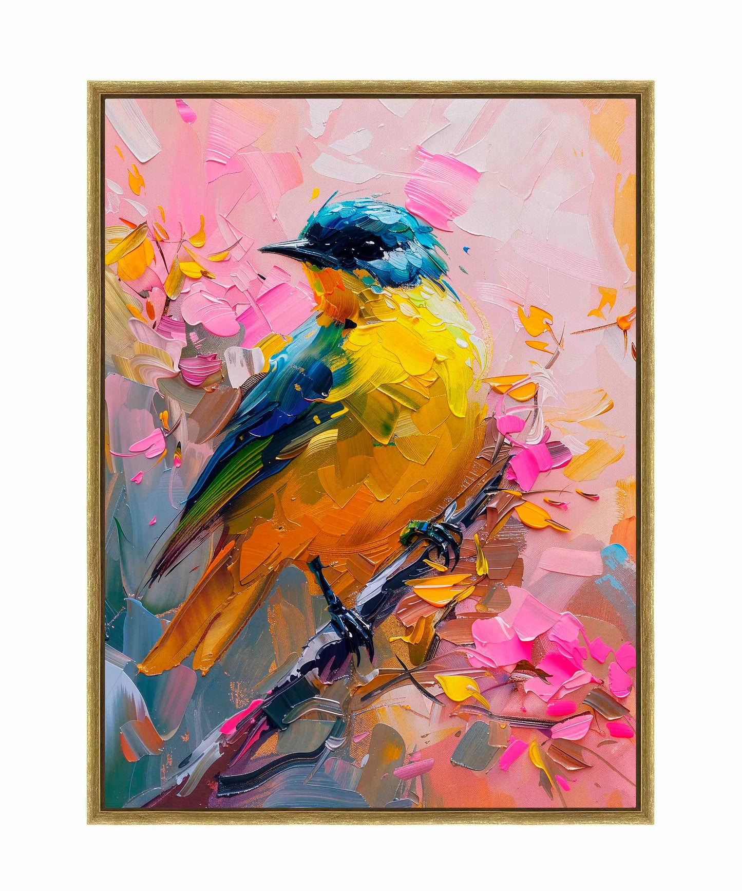 Vibrant Harmony - Songbird in Bloom - Gallery Wrapped Canvas