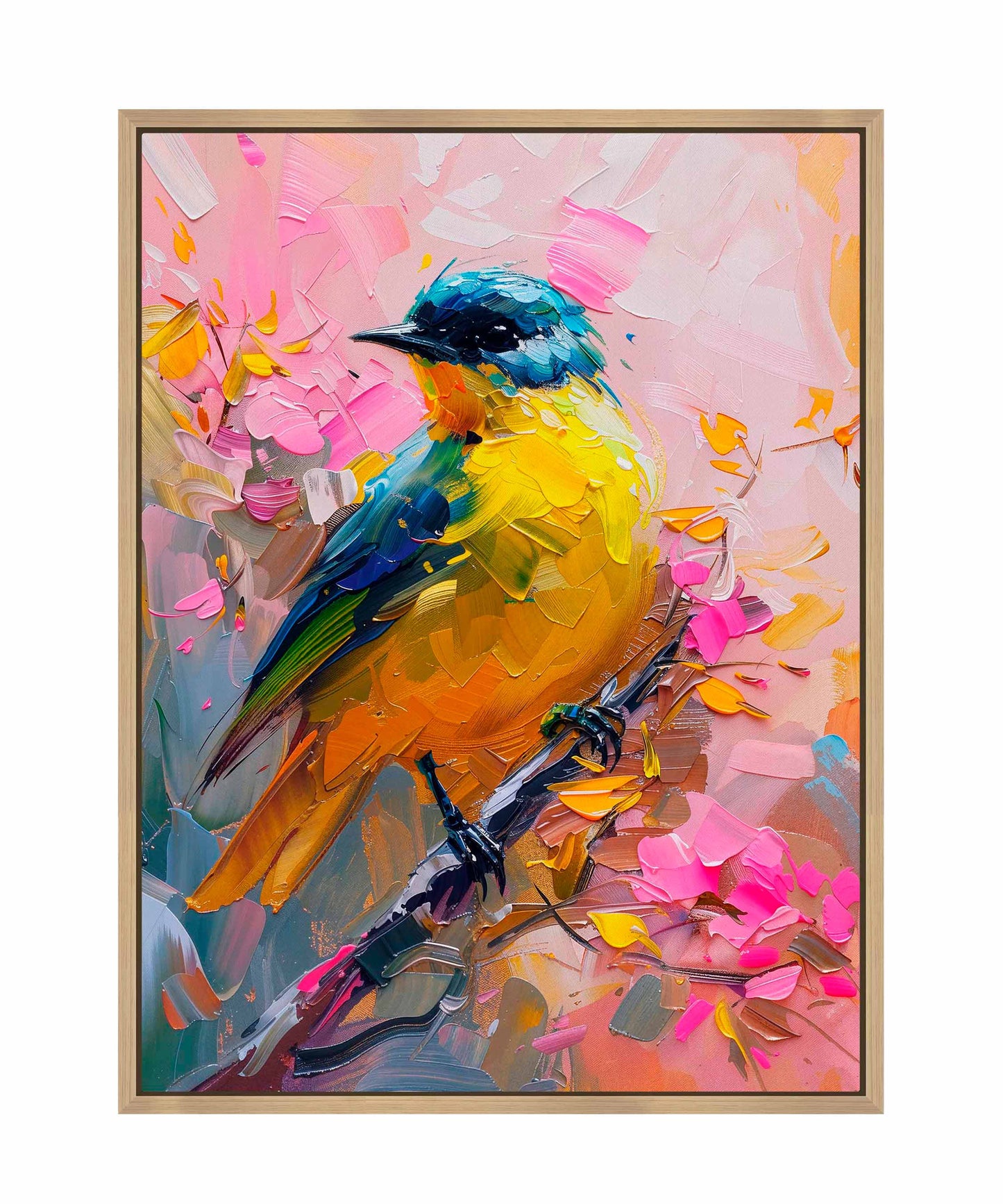 Vibrant Harmony - Songbird in Bloom - Gallery Wrapped Canvas