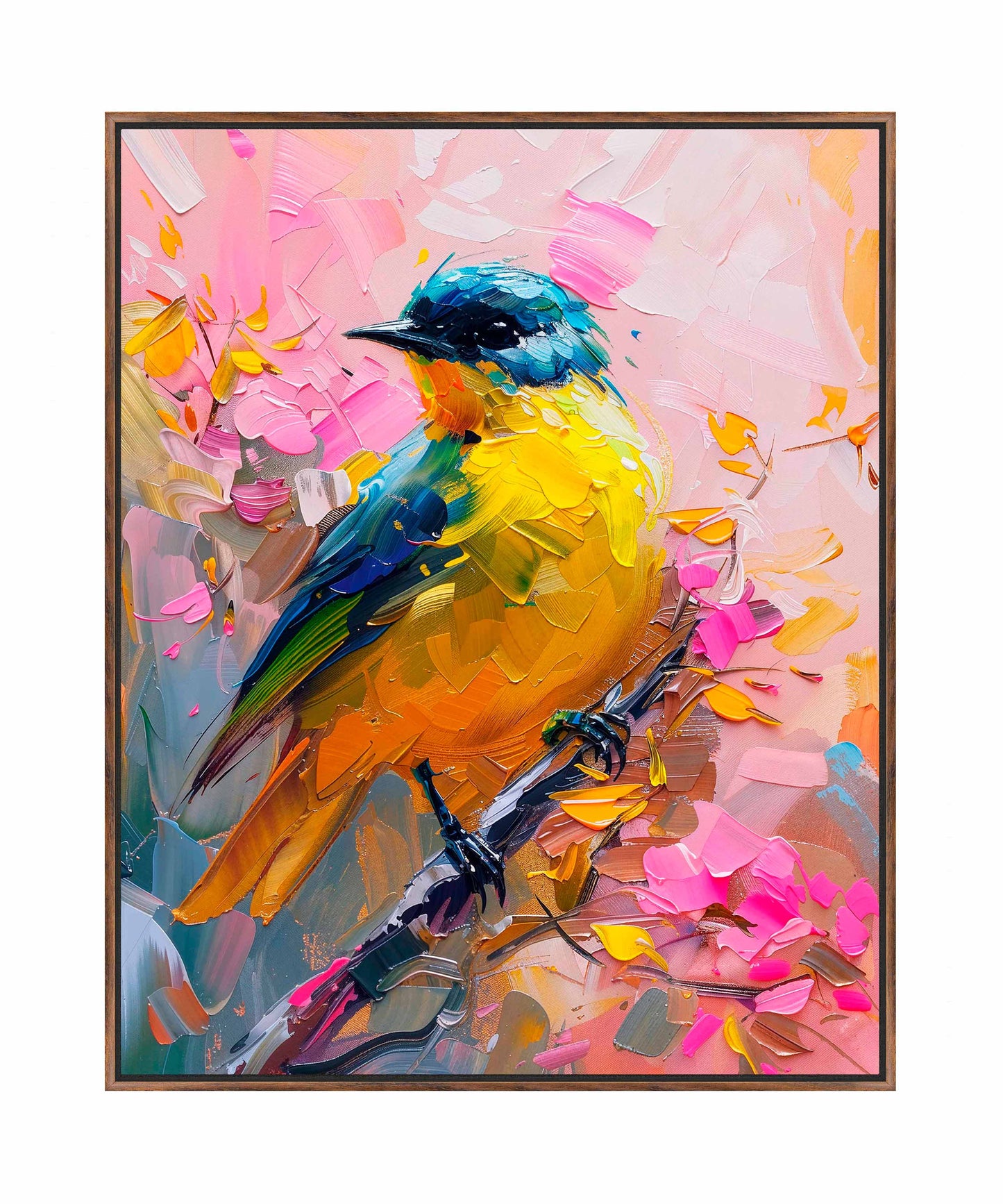 Vibrant Harmony - Songbird in Bloom - Gallery Wrapped Canvas