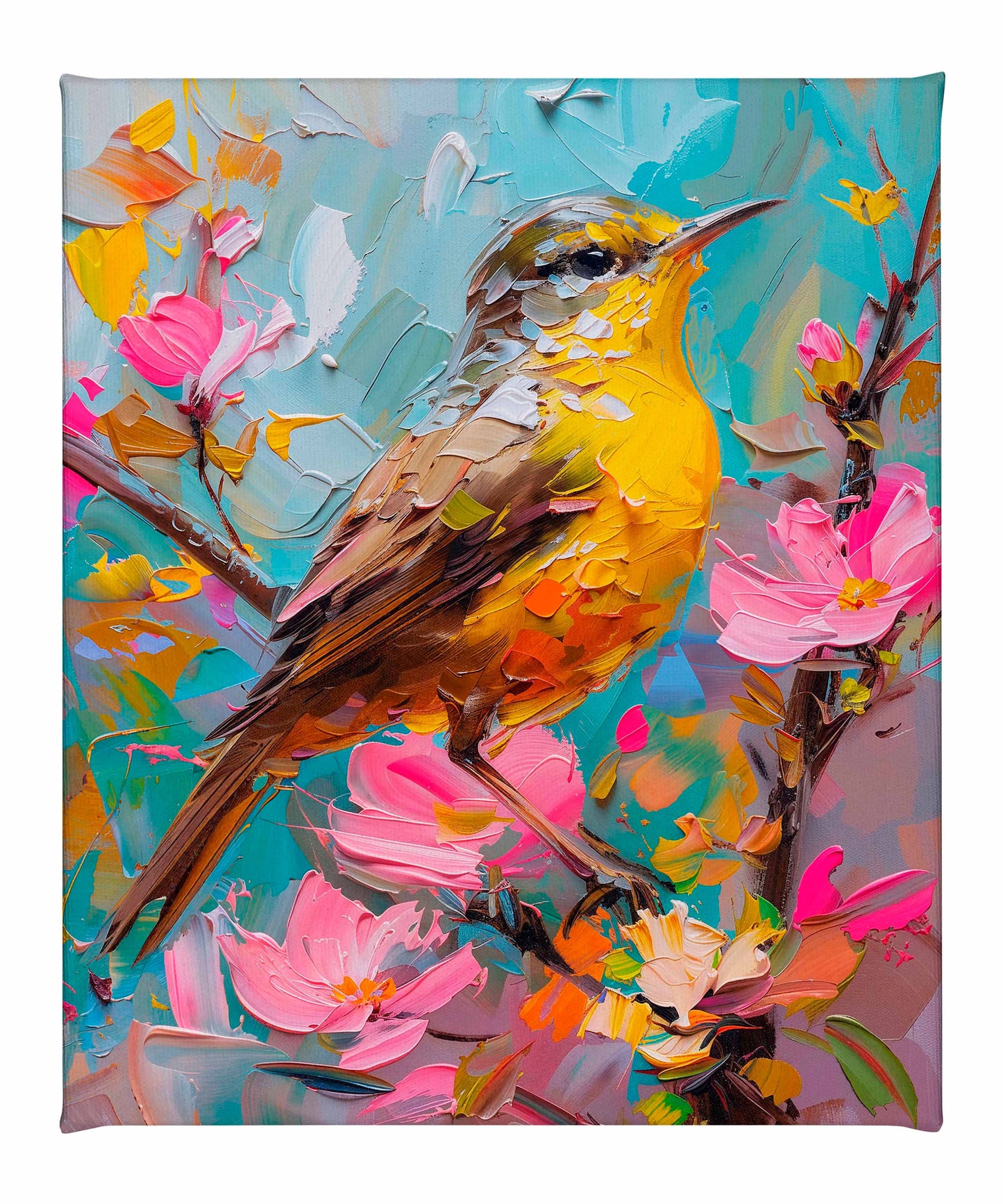 Spring Symphony - Warbler Among Blossoms - Gallery Wrapped Canvas