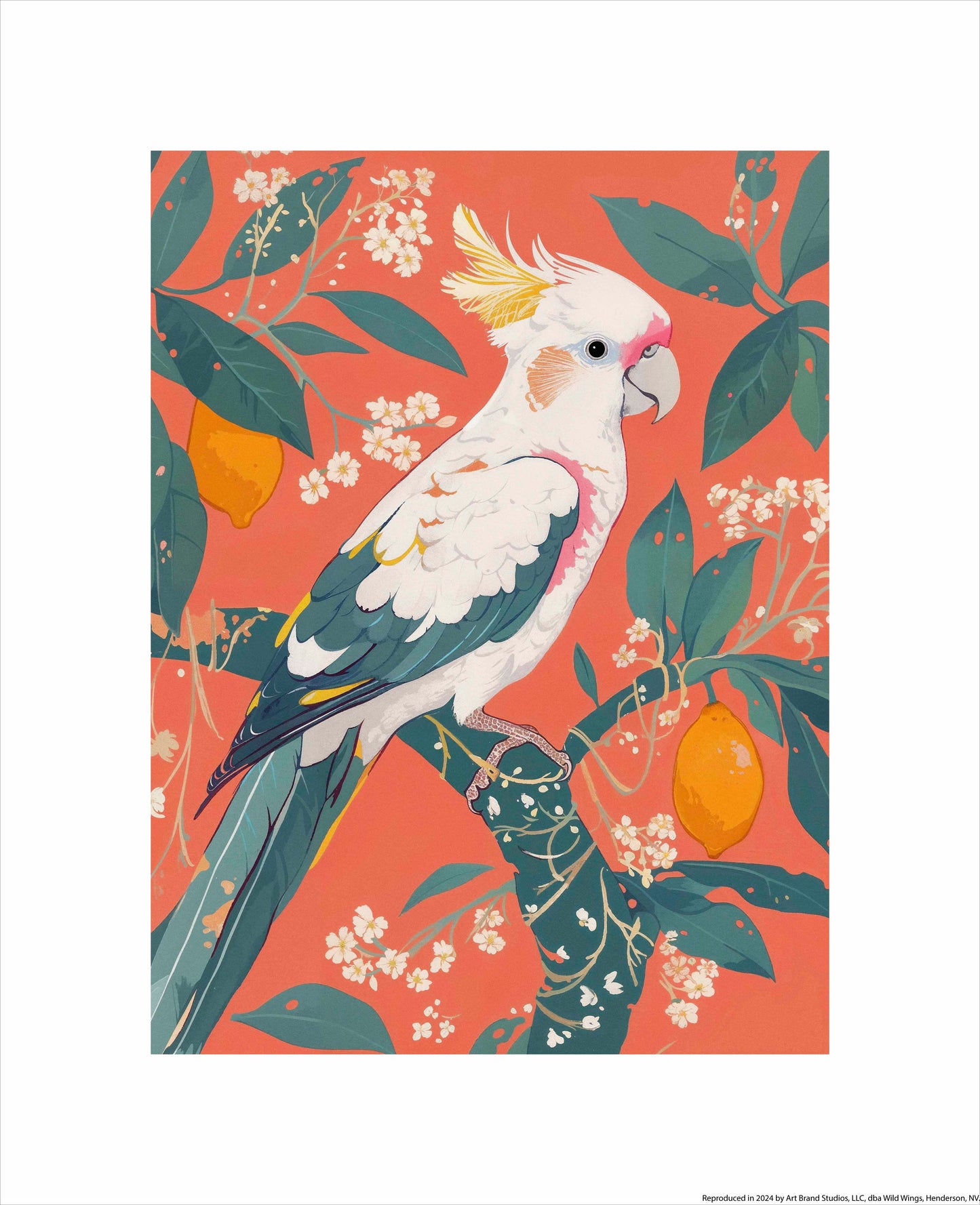 Lemon Grove Serenade - Cockatoo Amidst Citrus Blooms - Art Prints