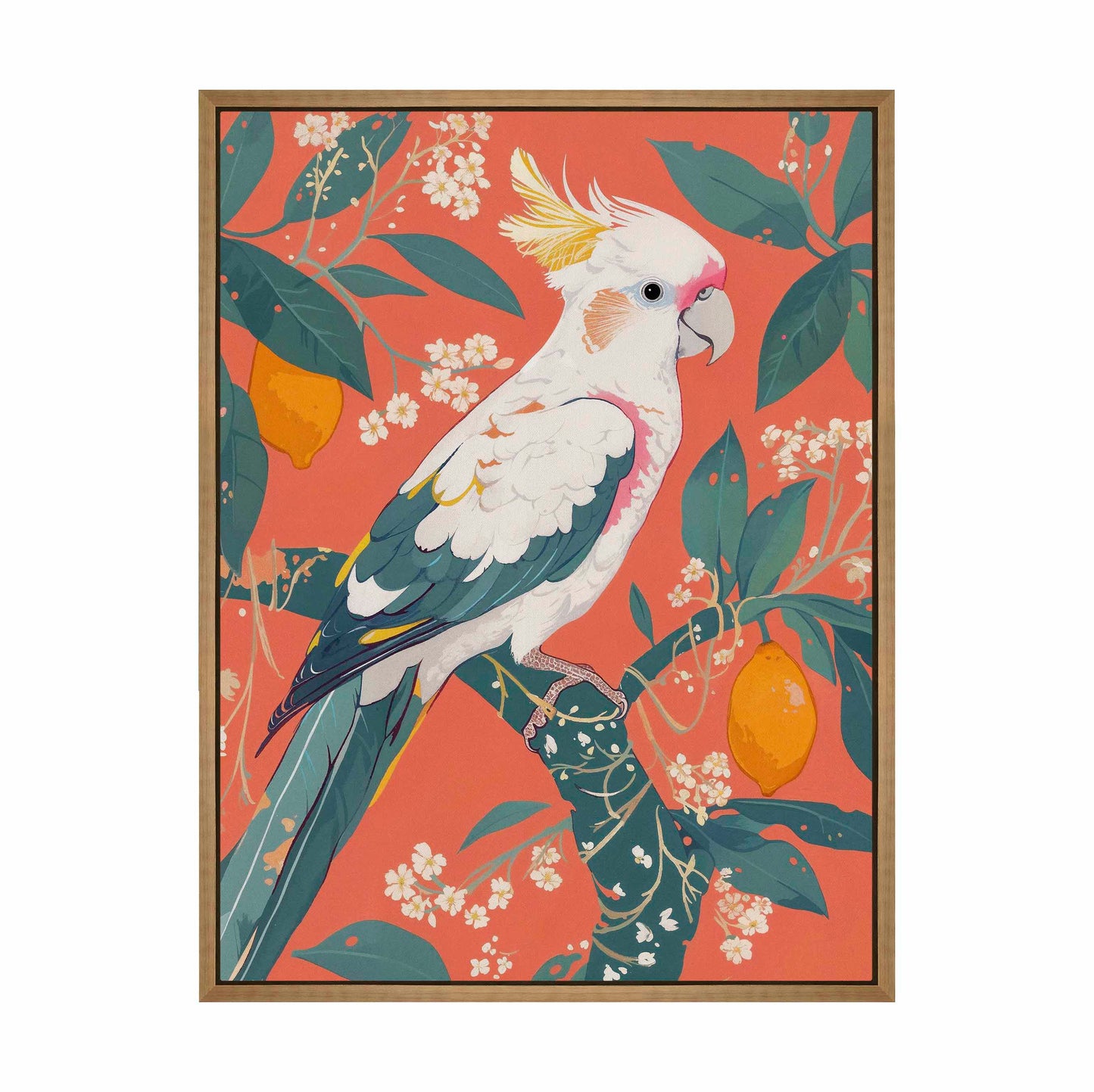 Lemon Grove Serenade - Cockatoo Amidst Citrus Blooms - Gallery Wrapped Canvas