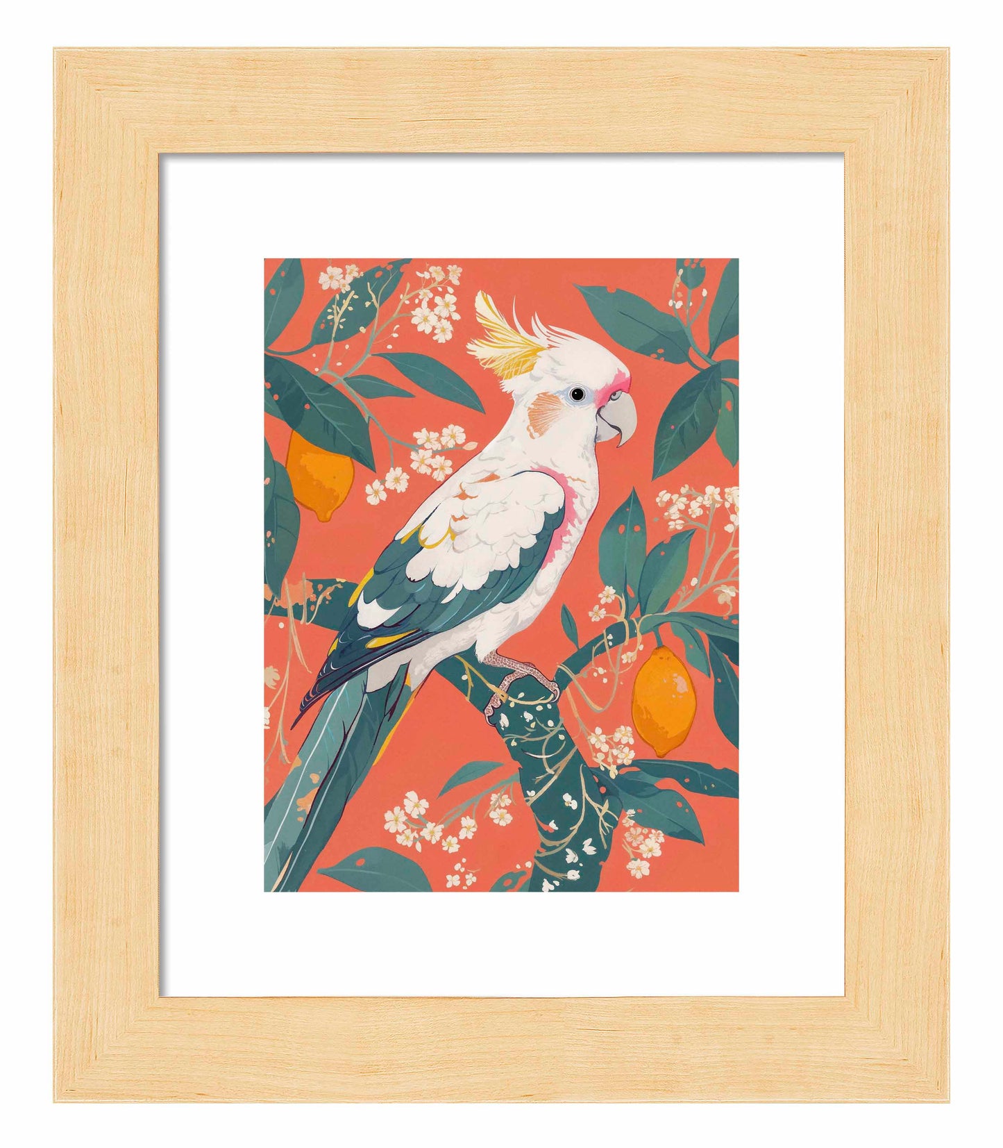 Lemon Grove Serenade - Cockatoo Amidst Citrus Blooms - Art Prints