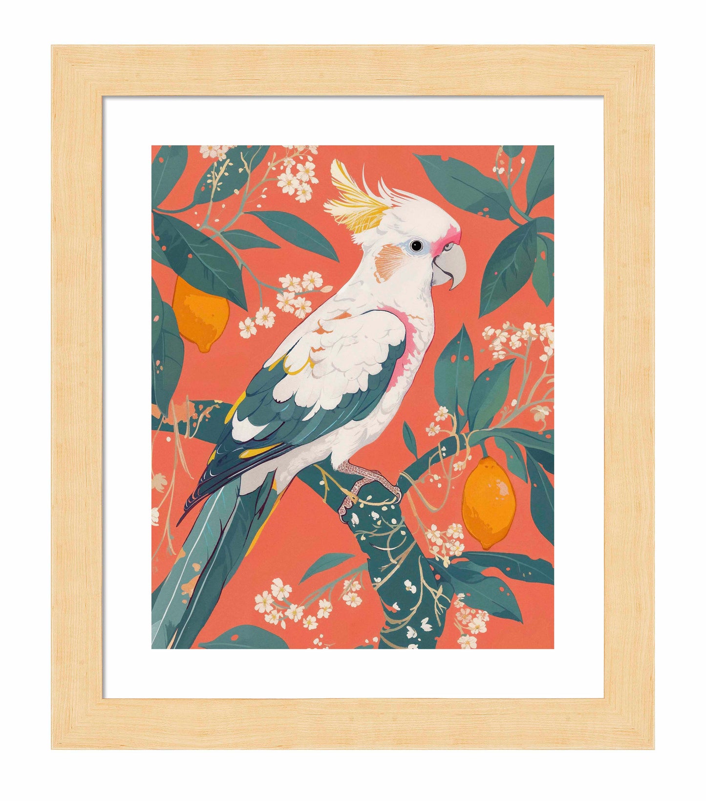 Lemon Grove Serenade - Cockatoo Amidst Citrus Blooms - Art Prints