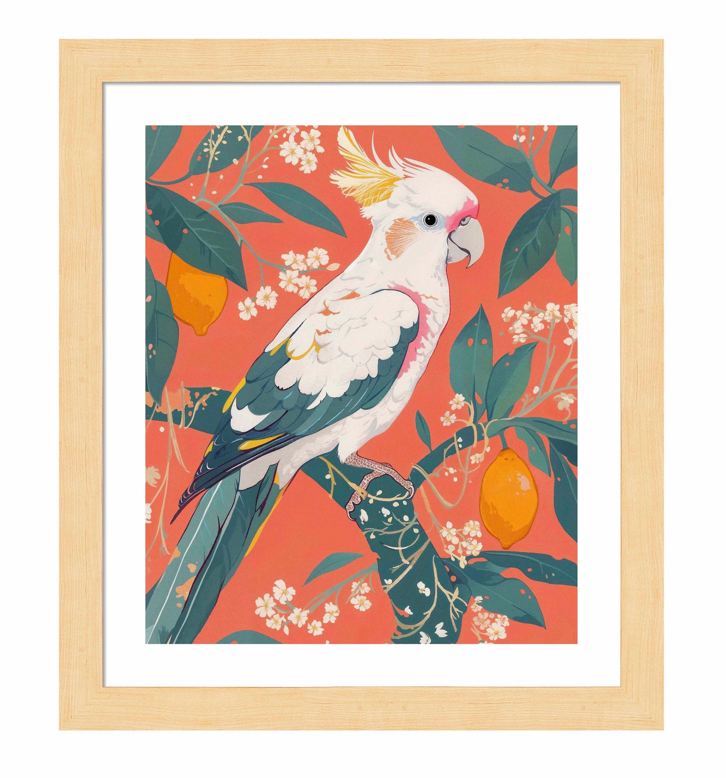 Lemon Grove Serenade - Cockatoo Amidst Citrus Blooms - Art Prints