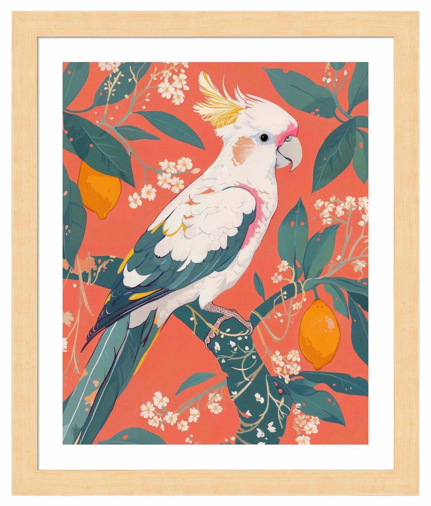 Lemon Grove Serenade - Cockatoo Amidst Citrus Blooms - Art Prints
