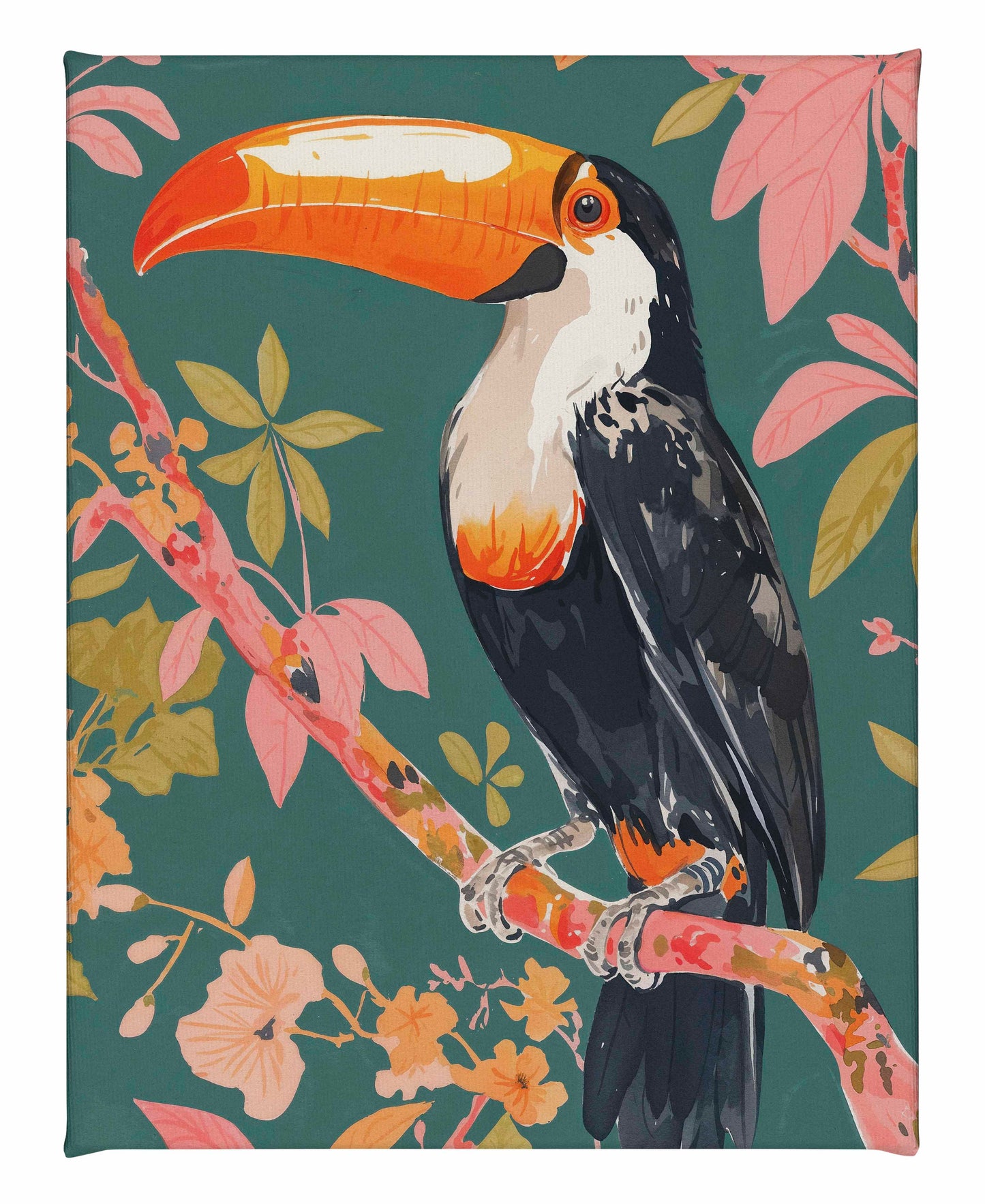 Tropical Splendor - Toucan in Blooming Canopy - Gallery Wrapped Canvas
