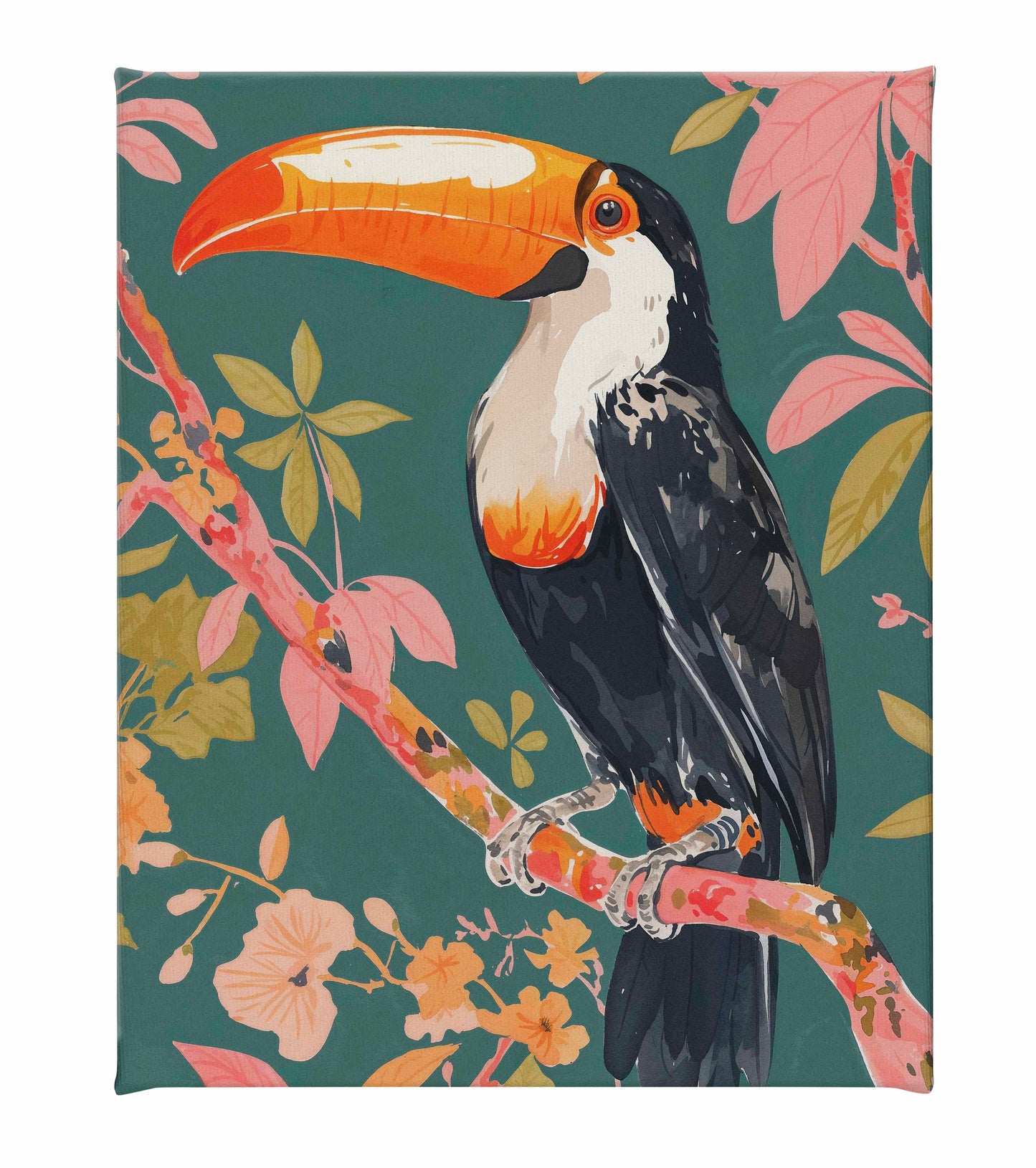 Tropical Splendor - Toucan in Blooming Canopy - Gallery Wrapped Canvas