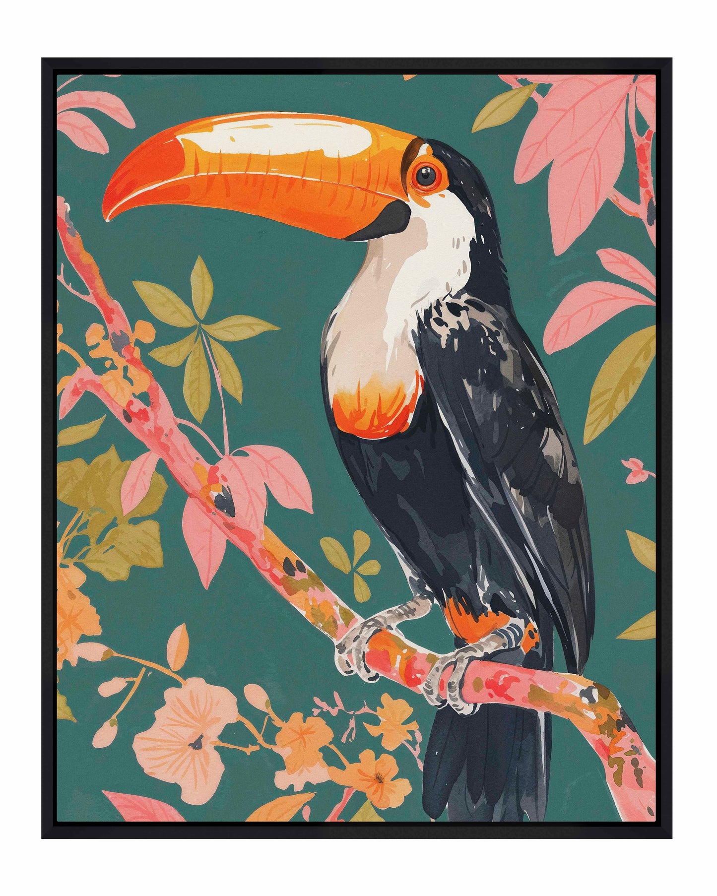 Tropical Splendor - Toucan in Blooming Canopy - Gallery Wrapped Canvas