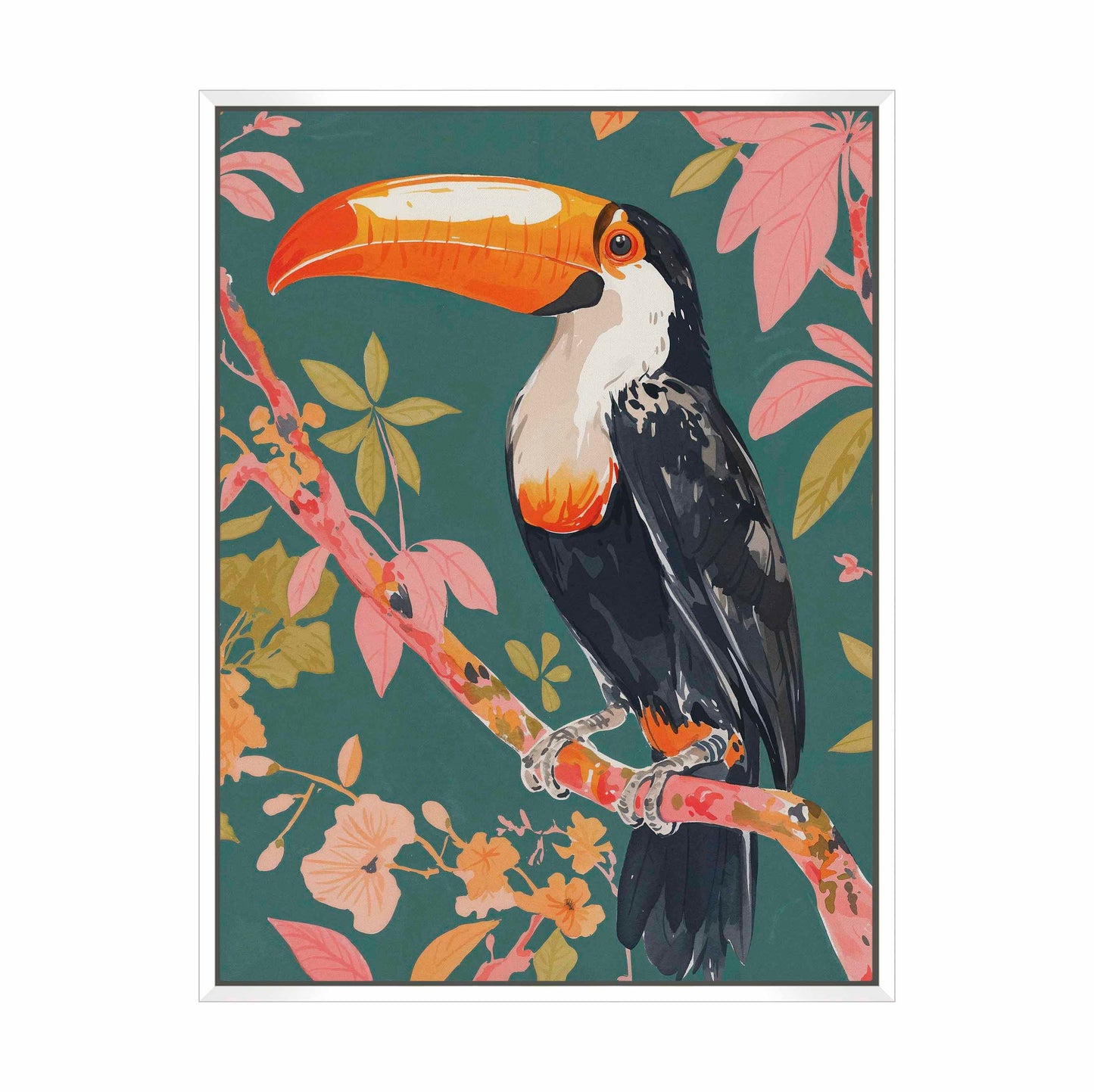 Tropical Splendor - Toucan in Blooming Canopy - Gallery Wrapped Canvas