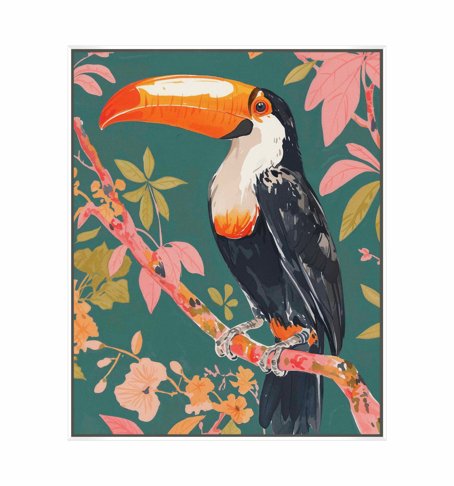 Tropical Splendor - Toucan in Blooming Canopy - Gallery Wrapped Canvas
