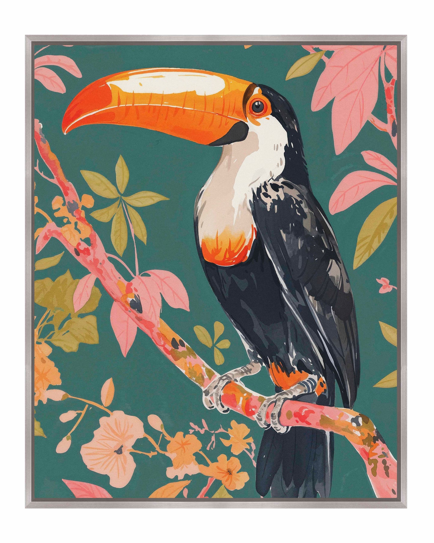 Tropical Splendor - Toucan in Blooming Canopy - Gallery Wrapped Canvas