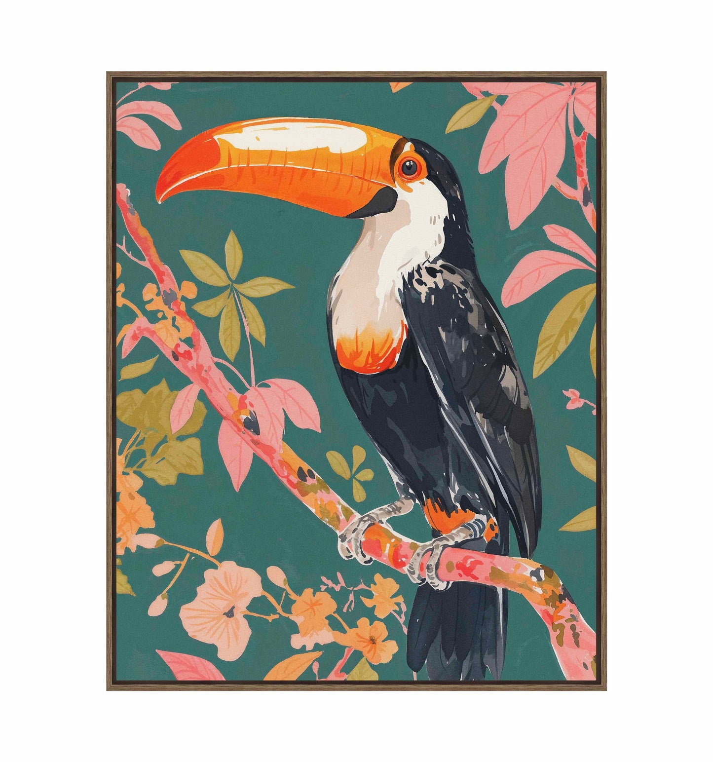Tropical Splendor - Toucan in Blooming Canopy - Gallery Wrapped Canvas