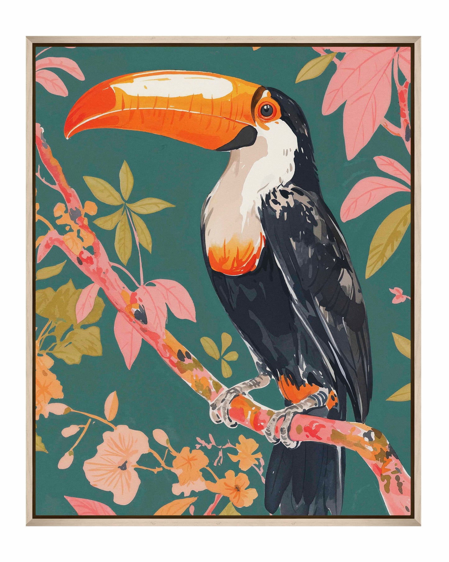 Tropical Splendor - Toucan in Blooming Canopy - Gallery Wrapped Canvas