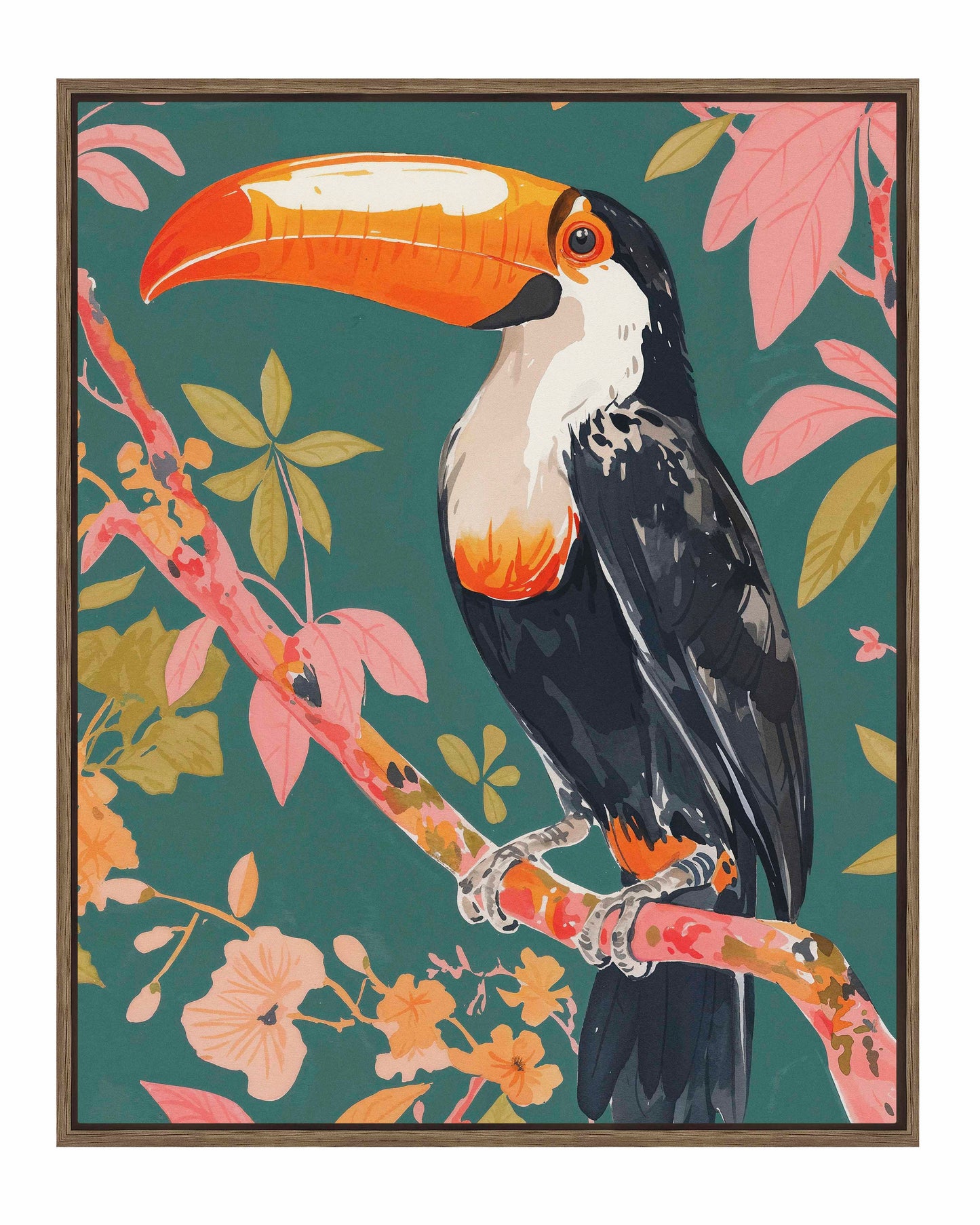 Tropical Splendor - Toucan in Blooming Canopy - Gallery Wrapped Canvas