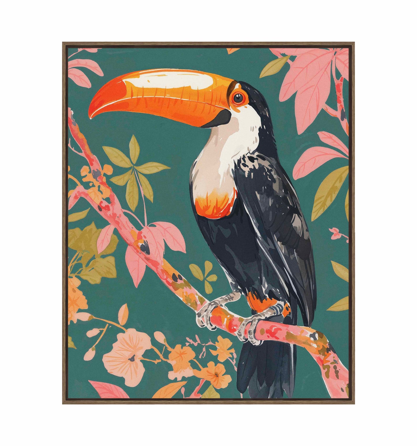 Tropical Splendor - Toucan in Blooming Canopy - Gallery Wrapped Canvas