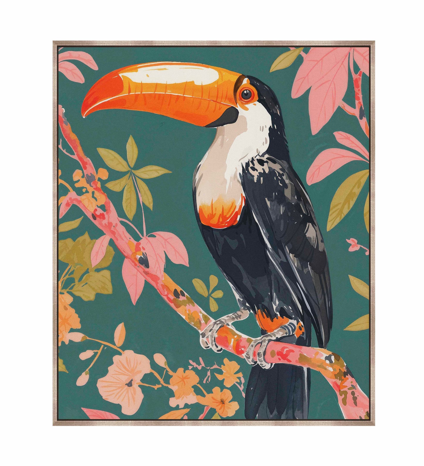 Tropical Splendor - Toucan in Blooming Canopy - Gallery Wrapped Canvas
