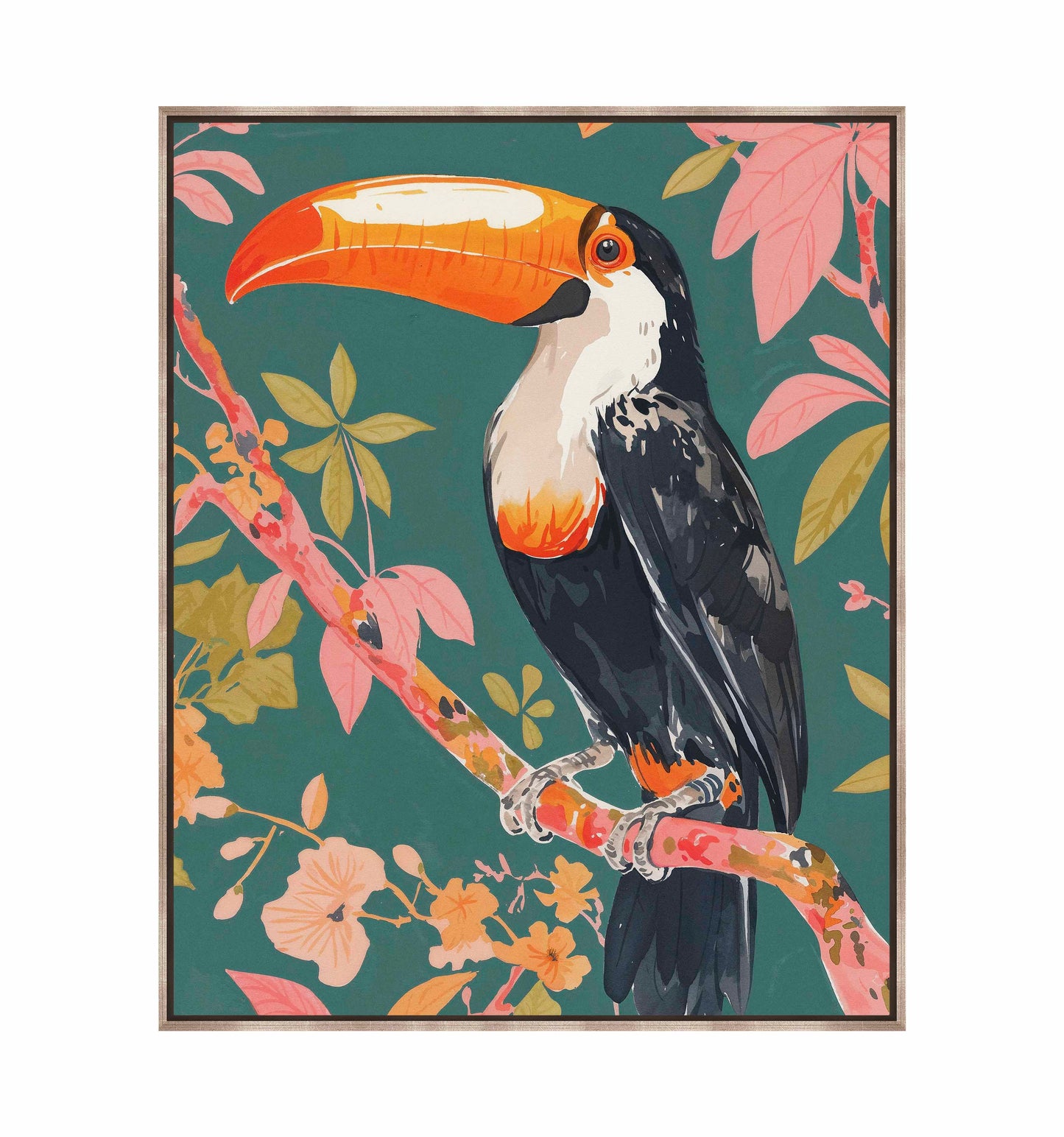 Tropical Splendor - Toucan in Blooming Canopy - Gallery Wrapped Canvas