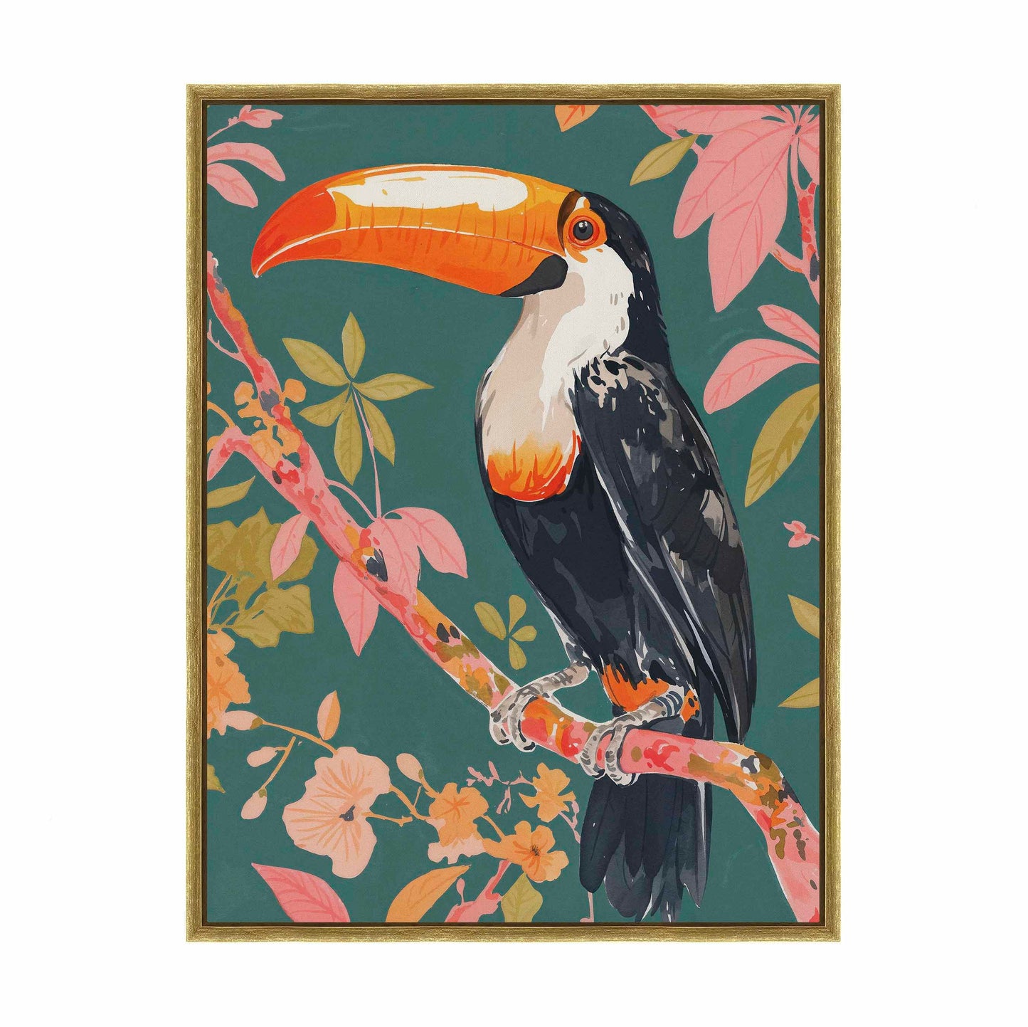 Tropical Splendor - Toucan in Blooming Canopy - Gallery Wrapped Canvas