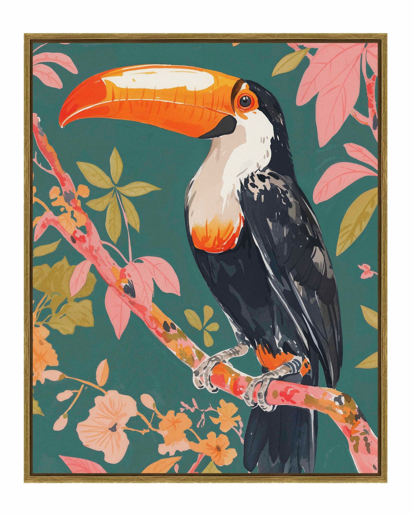 Tropical Splendor - Toucan in Blooming Canopy - Gallery Wrapped Canvas
