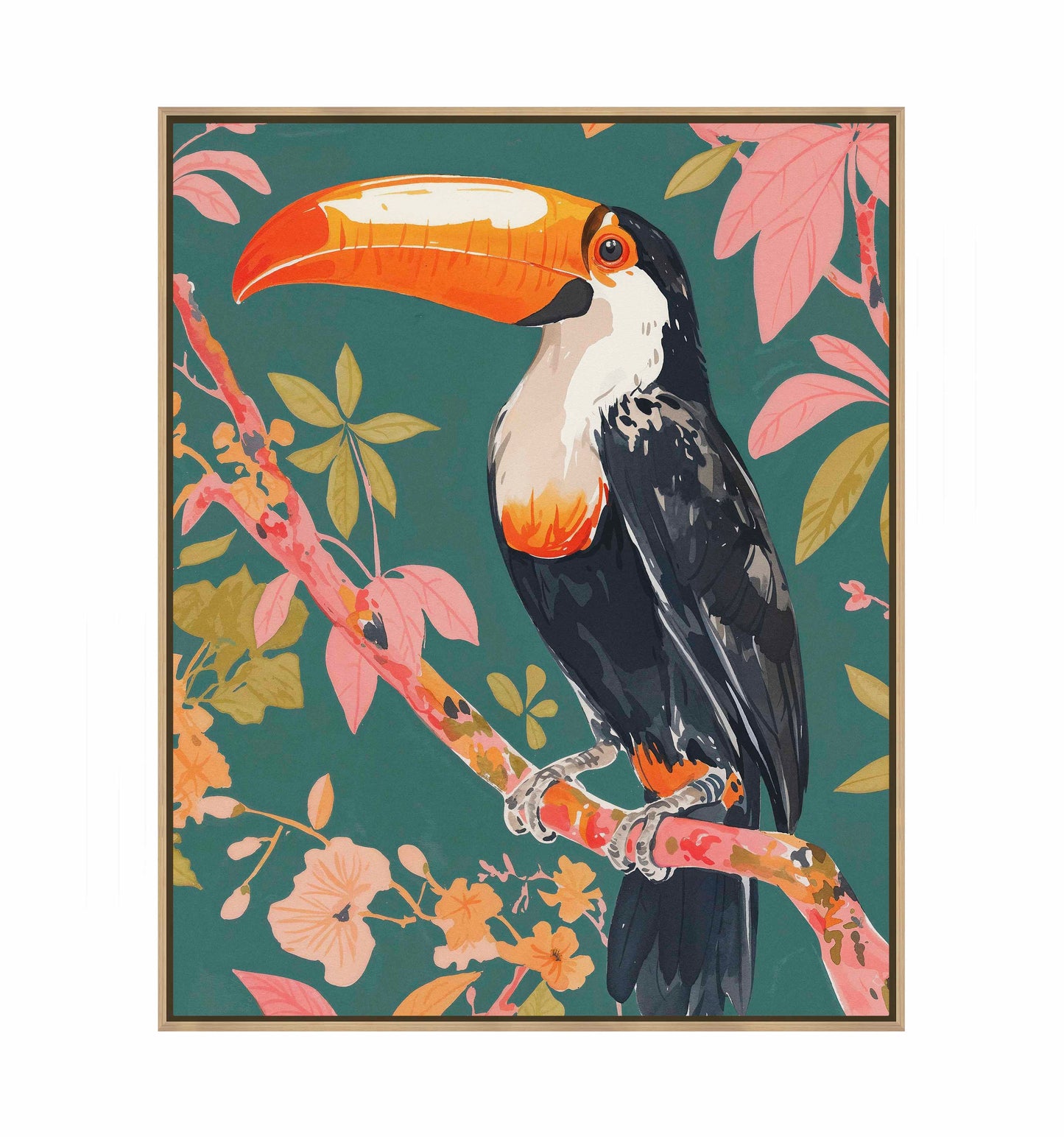 Tropical Splendor - Toucan in Blooming Canopy - Gallery Wrapped Canvas