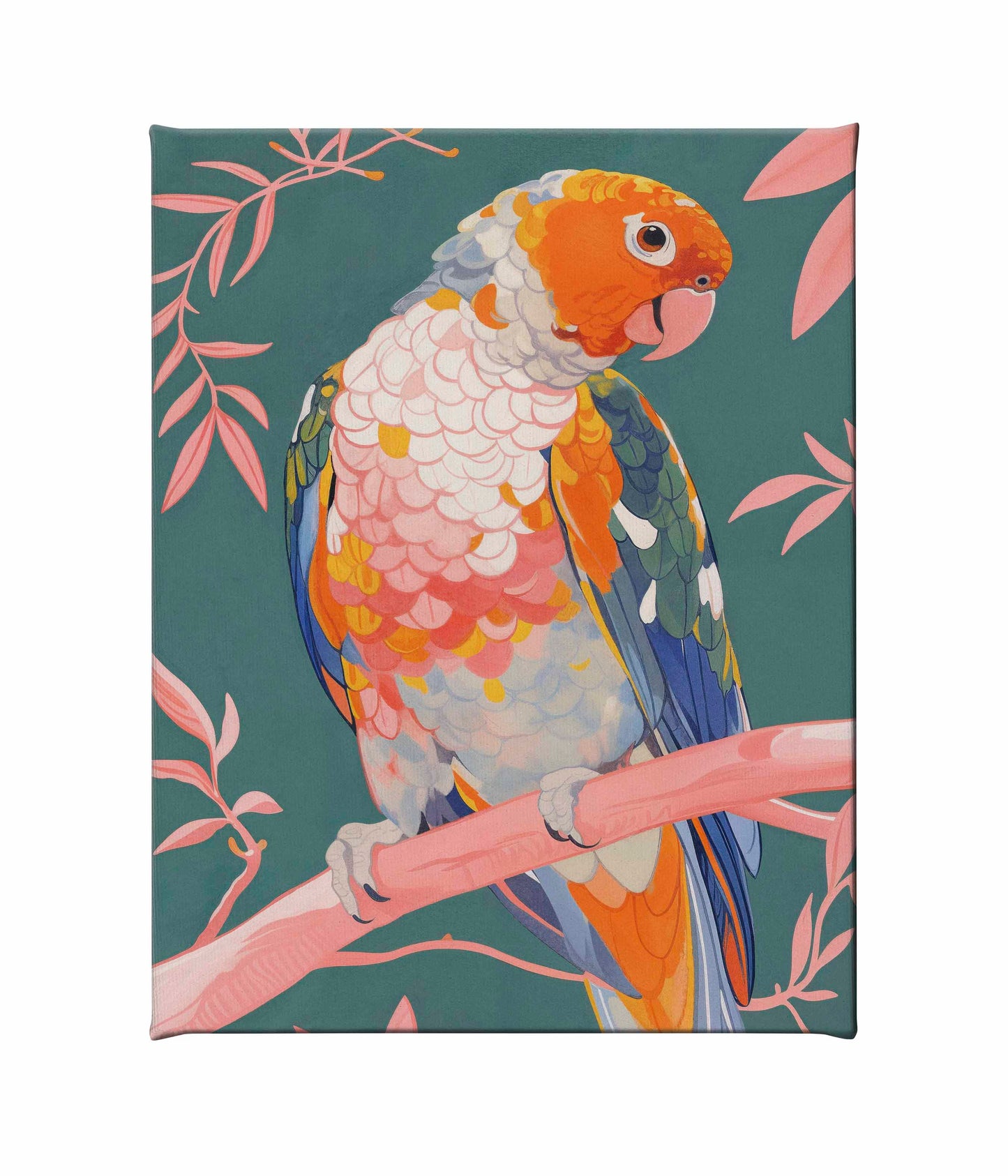 Prismatic Perch - Sun Conure in Dreamy Grove - Gallery Wrapped Canvas