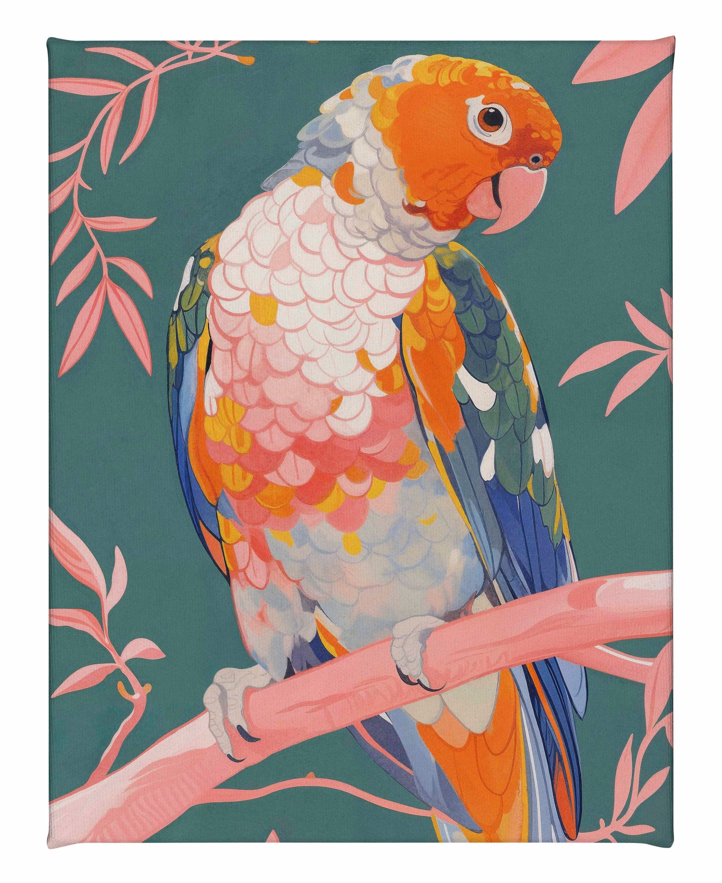Prismatic Perch - Sun Conure in Dreamy Grove - Gallery Wrapped Canvas