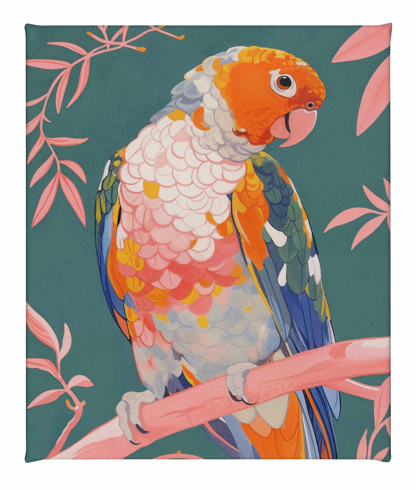 Prismatic Perch - Sun Conure in Dreamy Grove - Gallery Wrapped Canvas