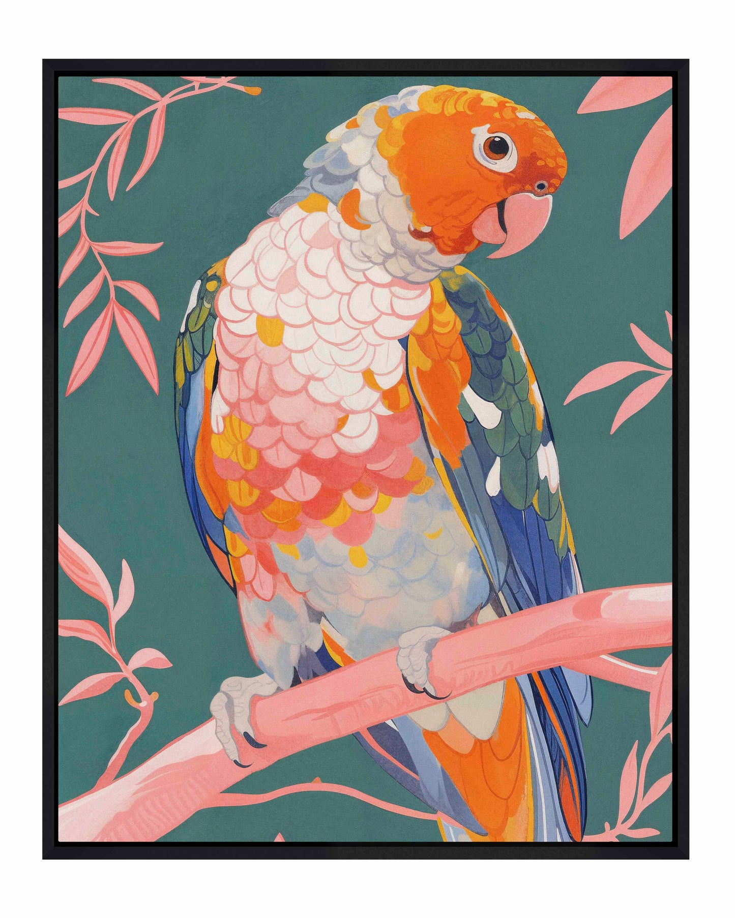 Prismatic Perch - Sun Conure in Dreamy Grove - Gallery Wrapped Canvas