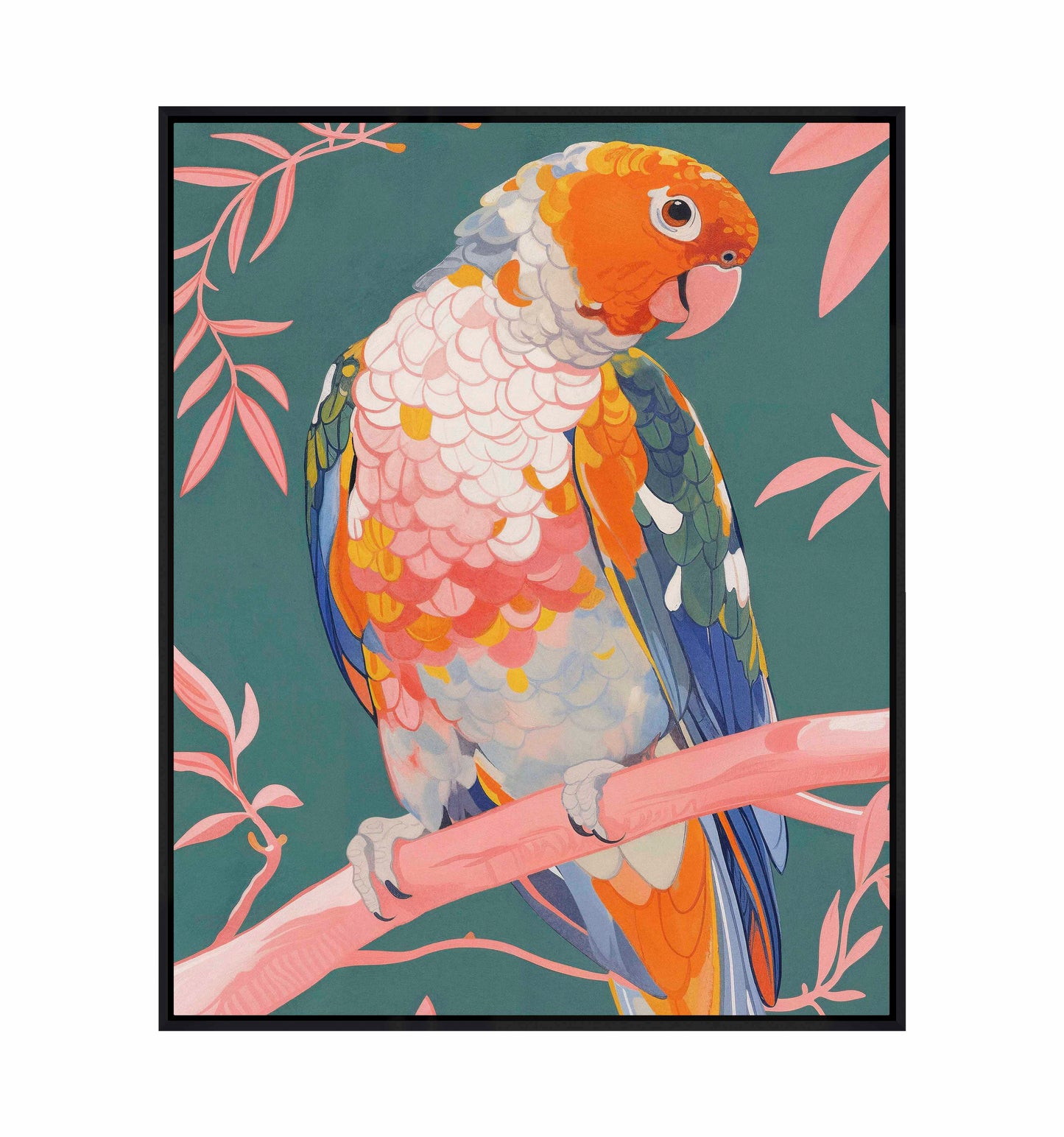 Prismatic Perch - Sun Conure in Dreamy Grove - Gallery Wrapped Canvas