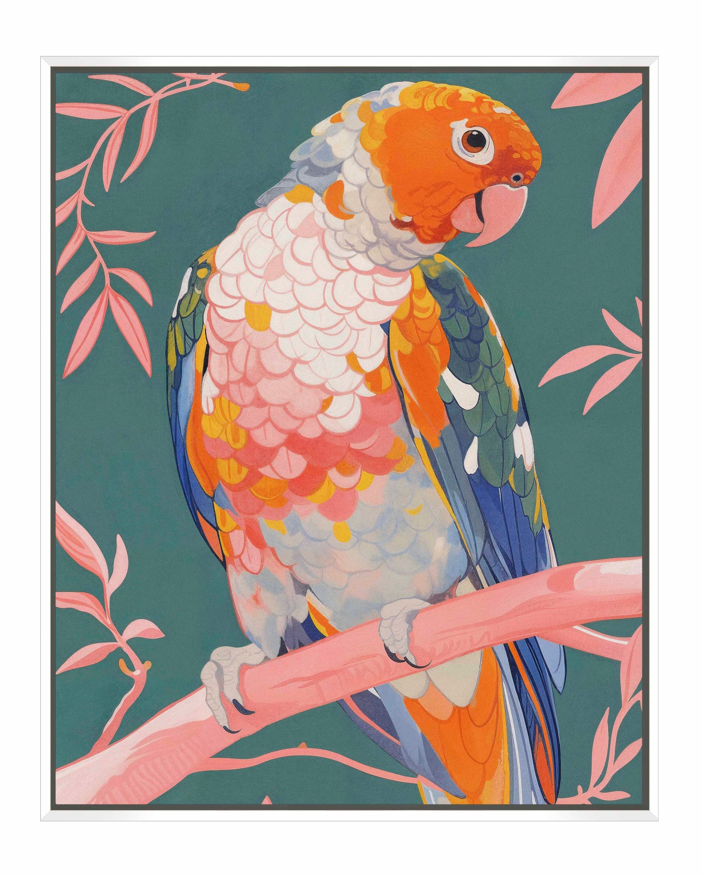 Prismatic Perch - Sun Conure in Dreamy Grove - Gallery Wrapped Canvas