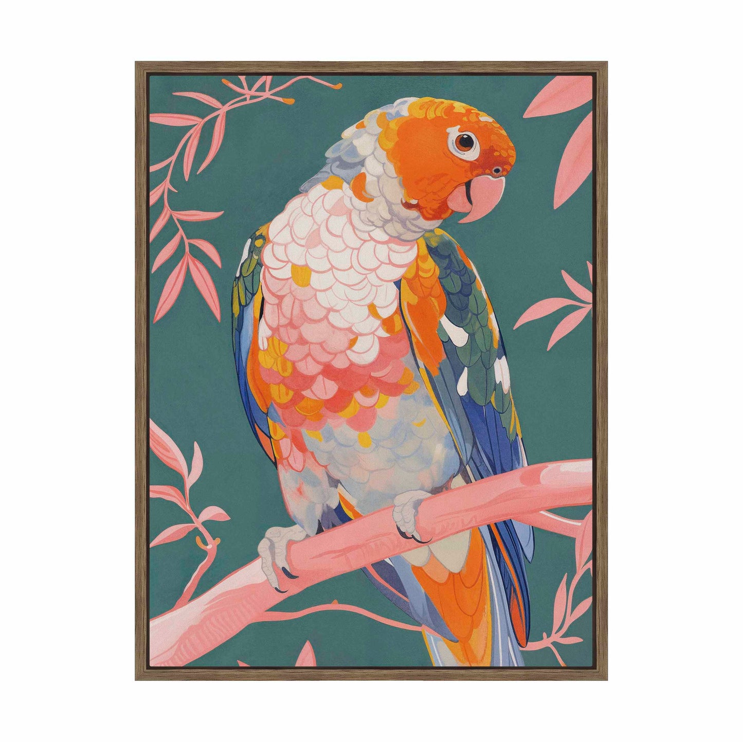 Prismatic Perch - Sun Conure in Dreamy Grove - Gallery Wrapped Canvas