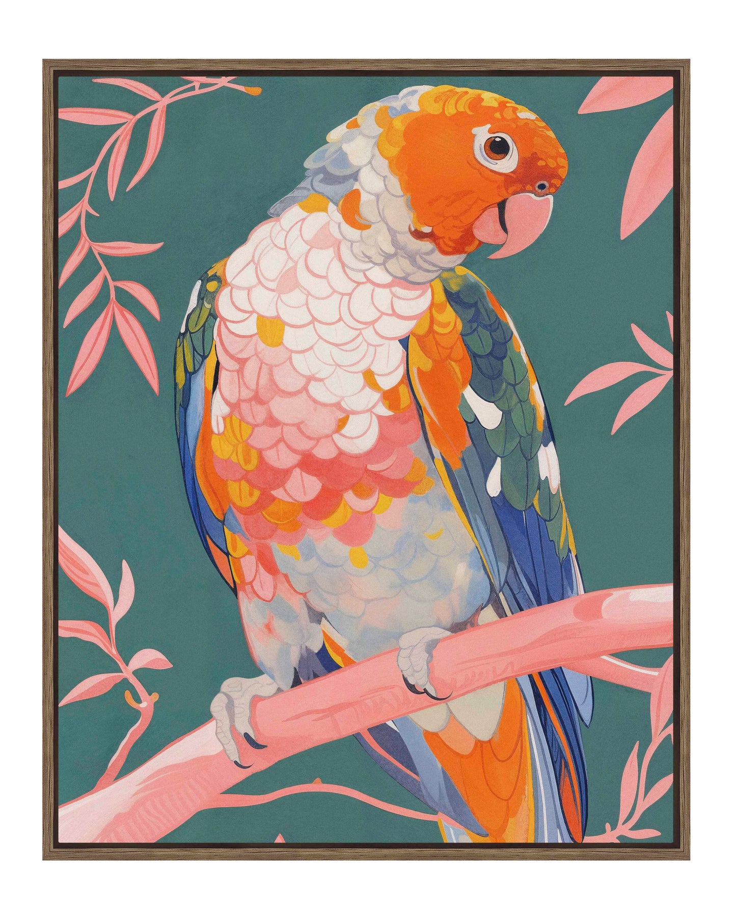 Prismatic Perch - Sun Conure in Dreamy Grove - Gallery Wrapped Canvas