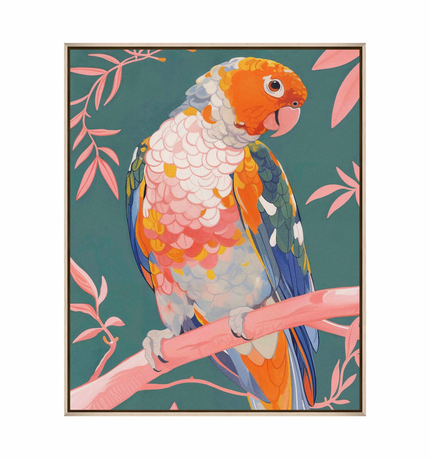Prismatic Perch - Sun Conure in Dreamy Grove - Gallery Wrapped Canvas