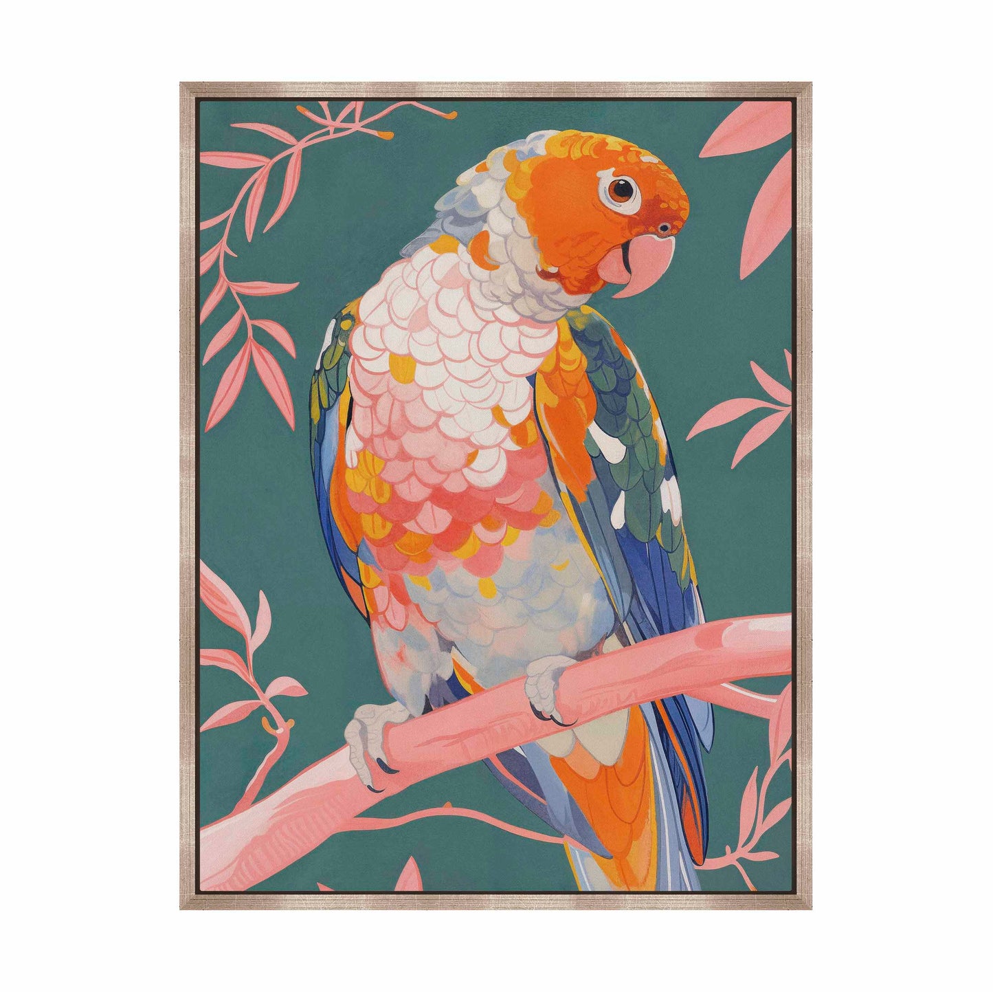Prismatic Perch - Sun Conure in Dreamy Grove - Gallery Wrapped Canvas