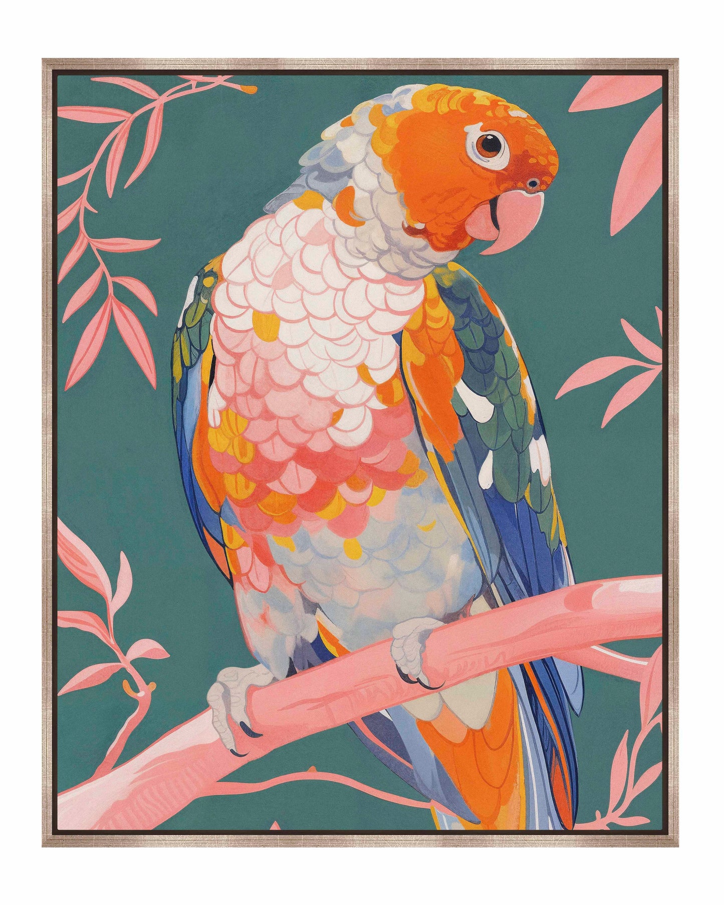 Prismatic Perch - Sun Conure in Dreamy Grove - Gallery Wrapped Canvas