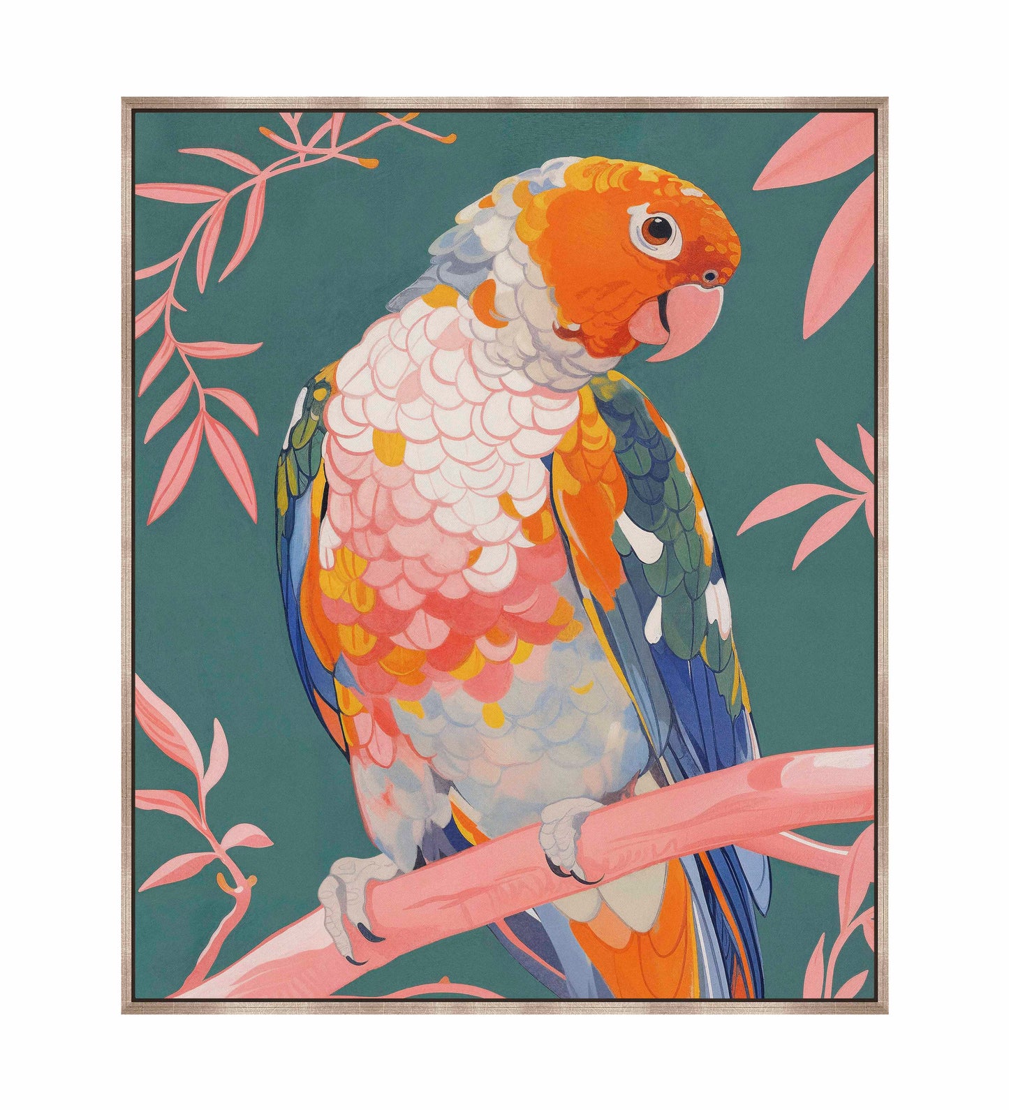 Prismatic Perch - Sun Conure in Dreamy Grove - Gallery Wrapped Canvas