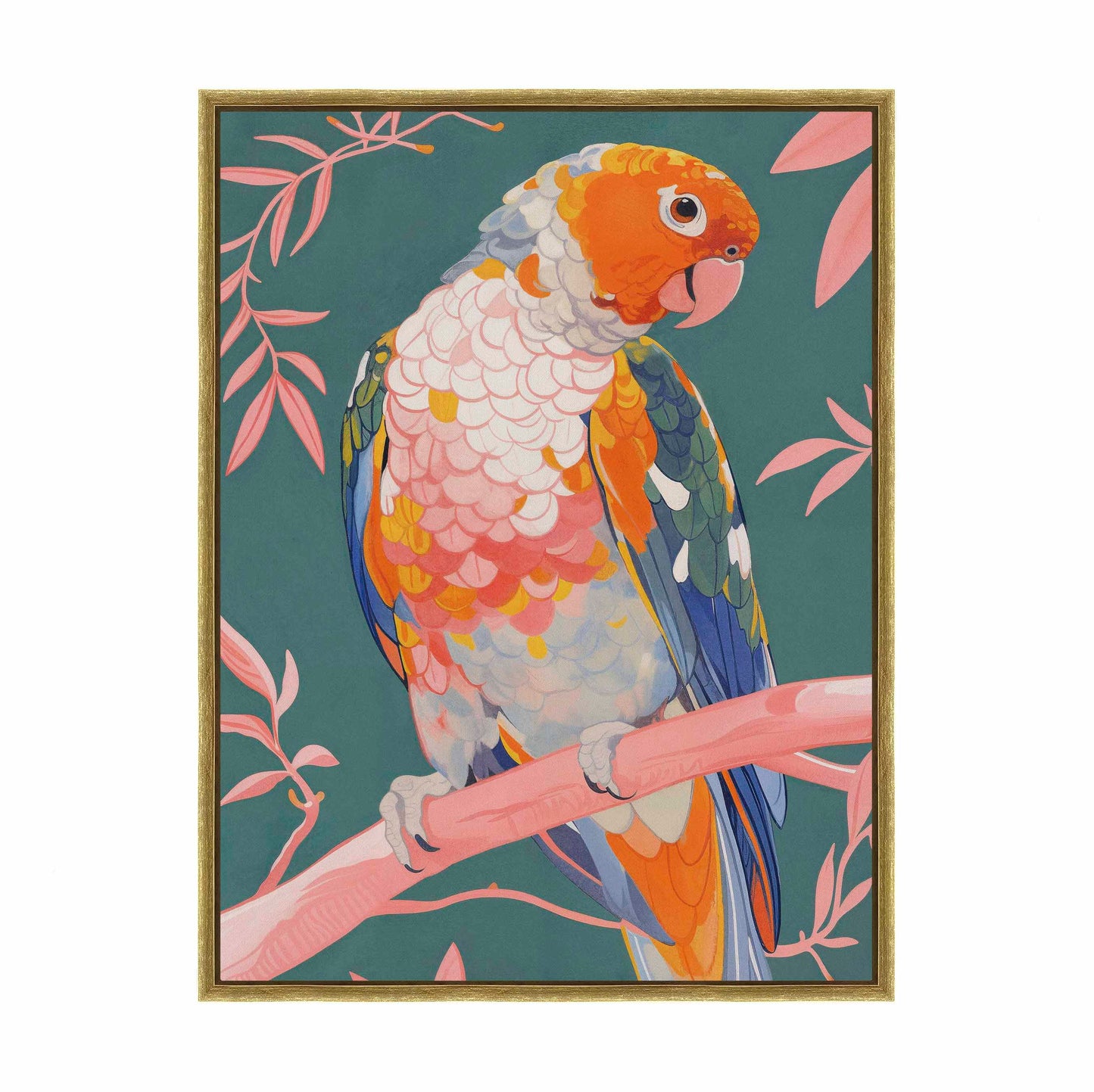 Prismatic Perch - Sun Conure in Dreamy Grove - Gallery Wrapped Canvas