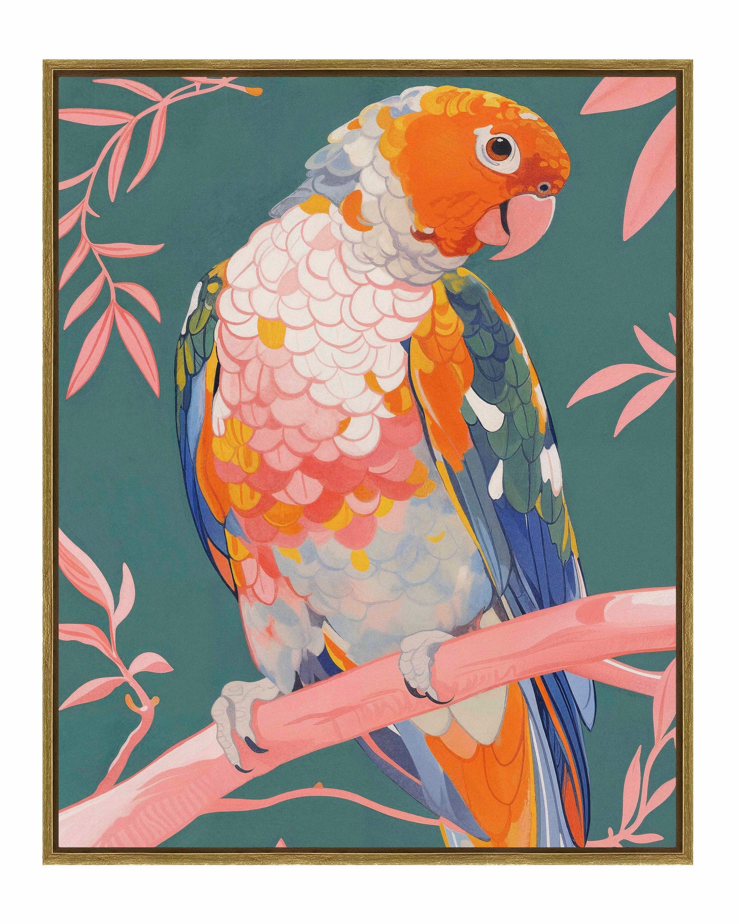Prismatic Perch - Sun Conure in Dreamy Grove - Gallery Wrapped Canvas