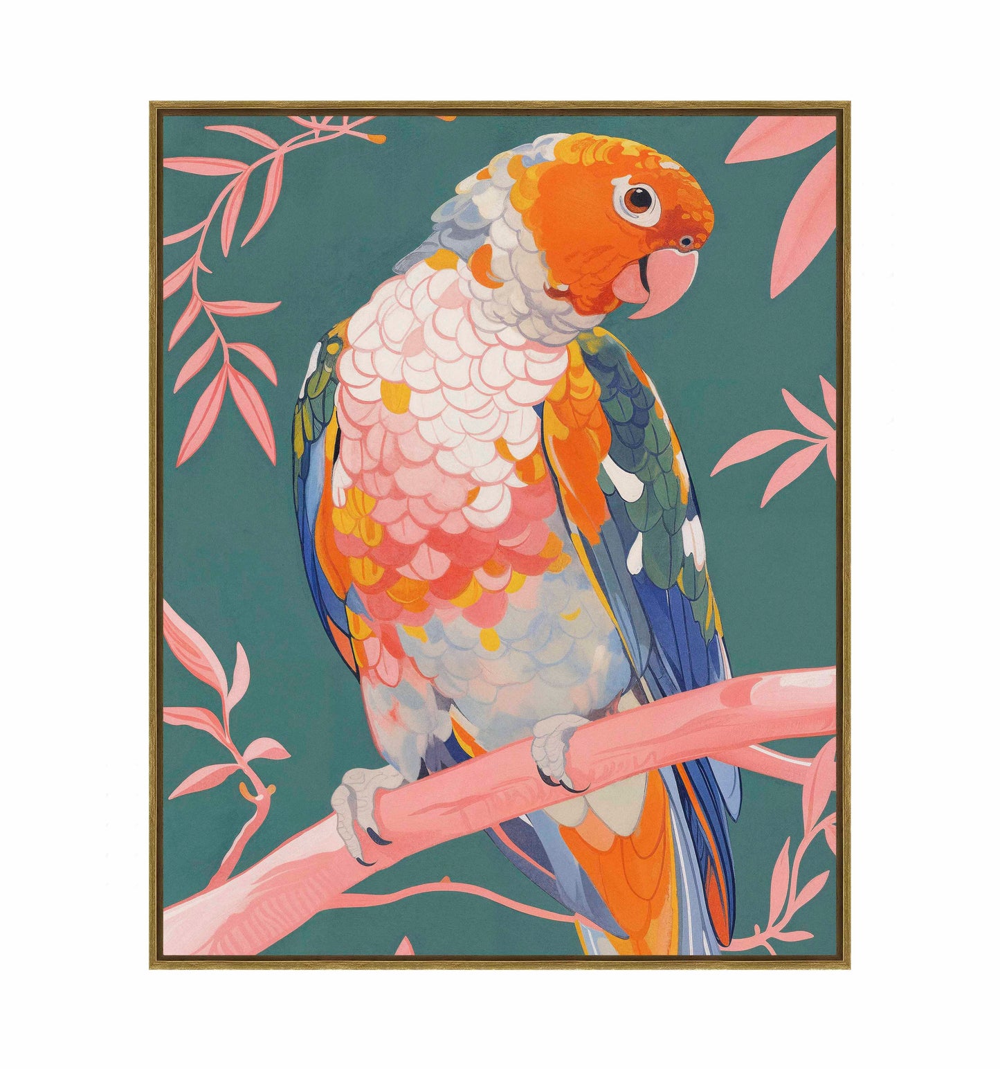 Prismatic Perch - Sun Conure in Dreamy Grove - Gallery Wrapped Canvas