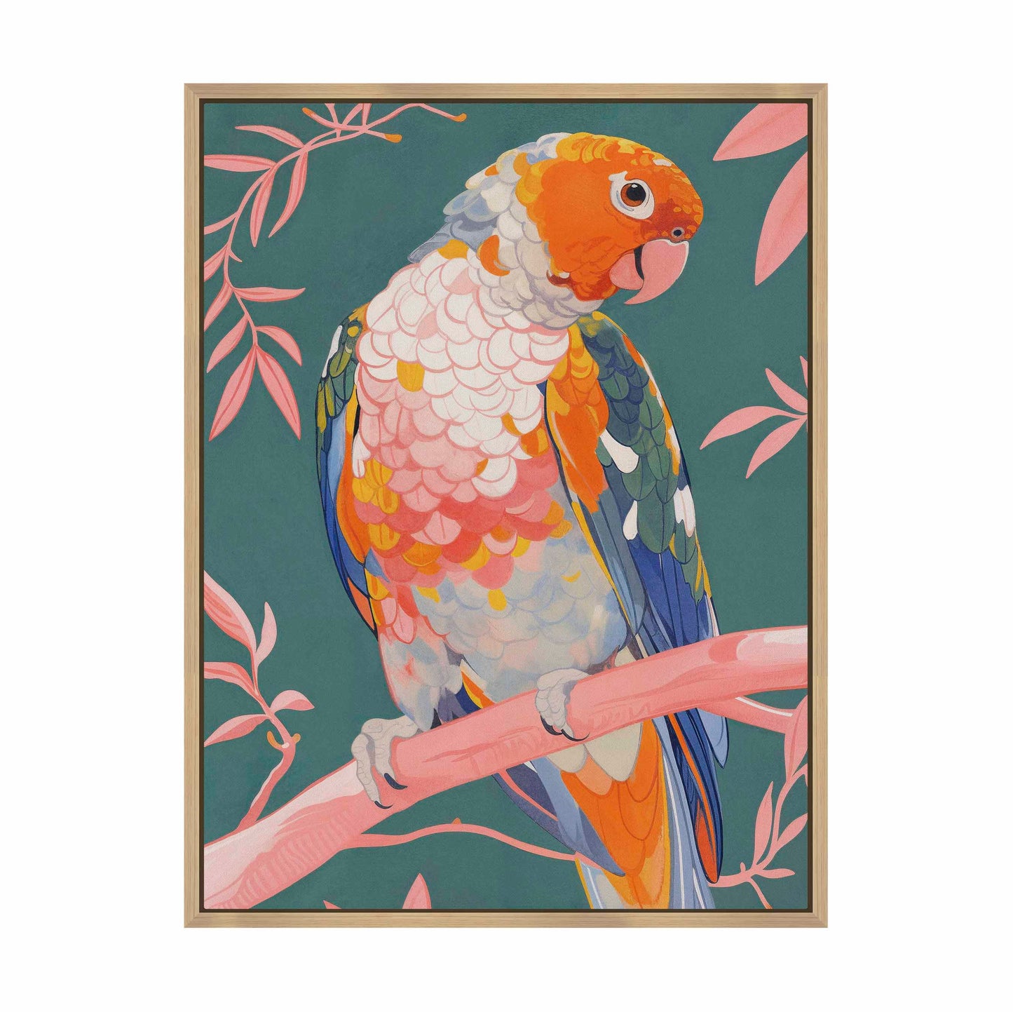 Prismatic Perch - Sun Conure in Dreamy Grove - Gallery Wrapped Canvas